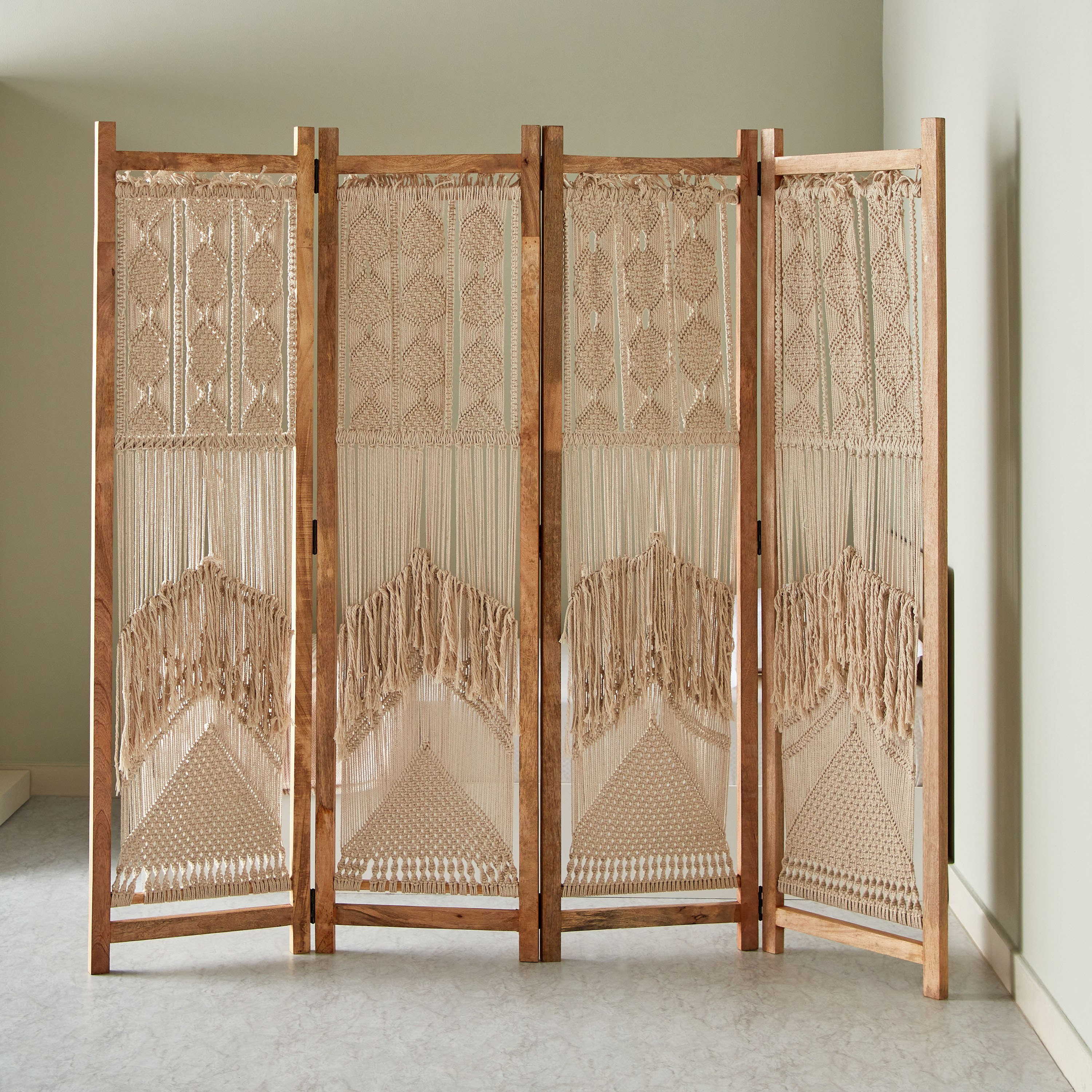 Macrame 4-Panel Room Divider Screen-hbxfurniture-office-bookcases-image-2