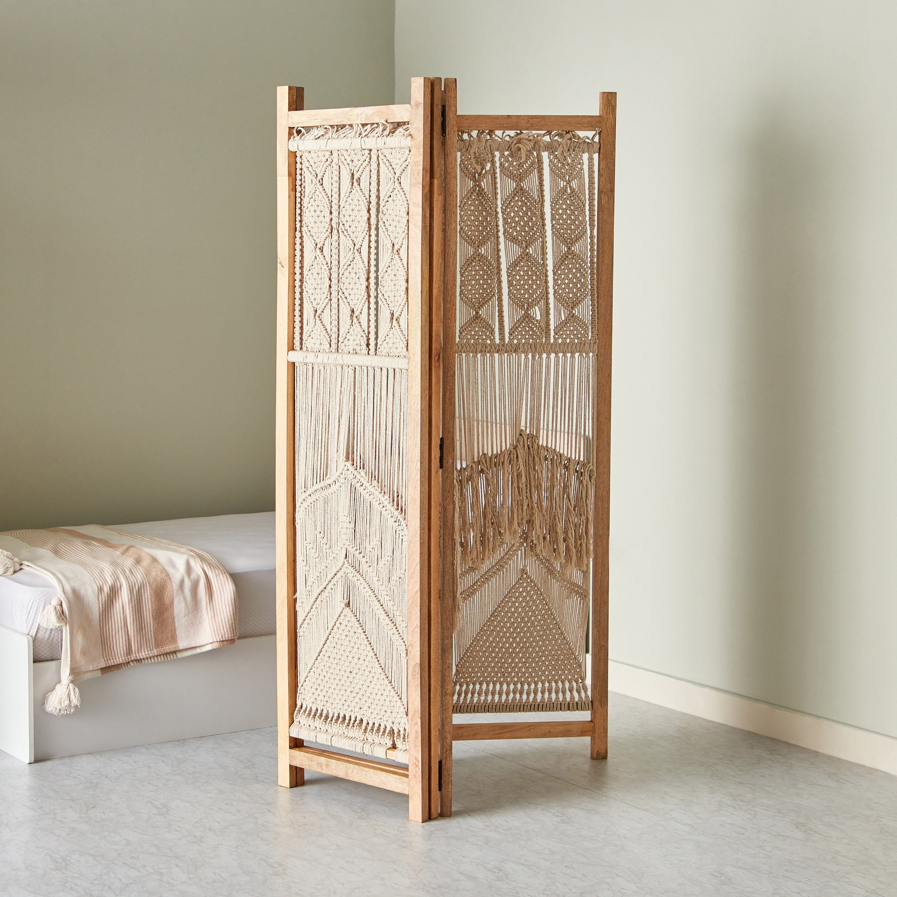 Macrame 4-Panel Room Divider Screen-hbxfurniture-office-bookcases-image-3