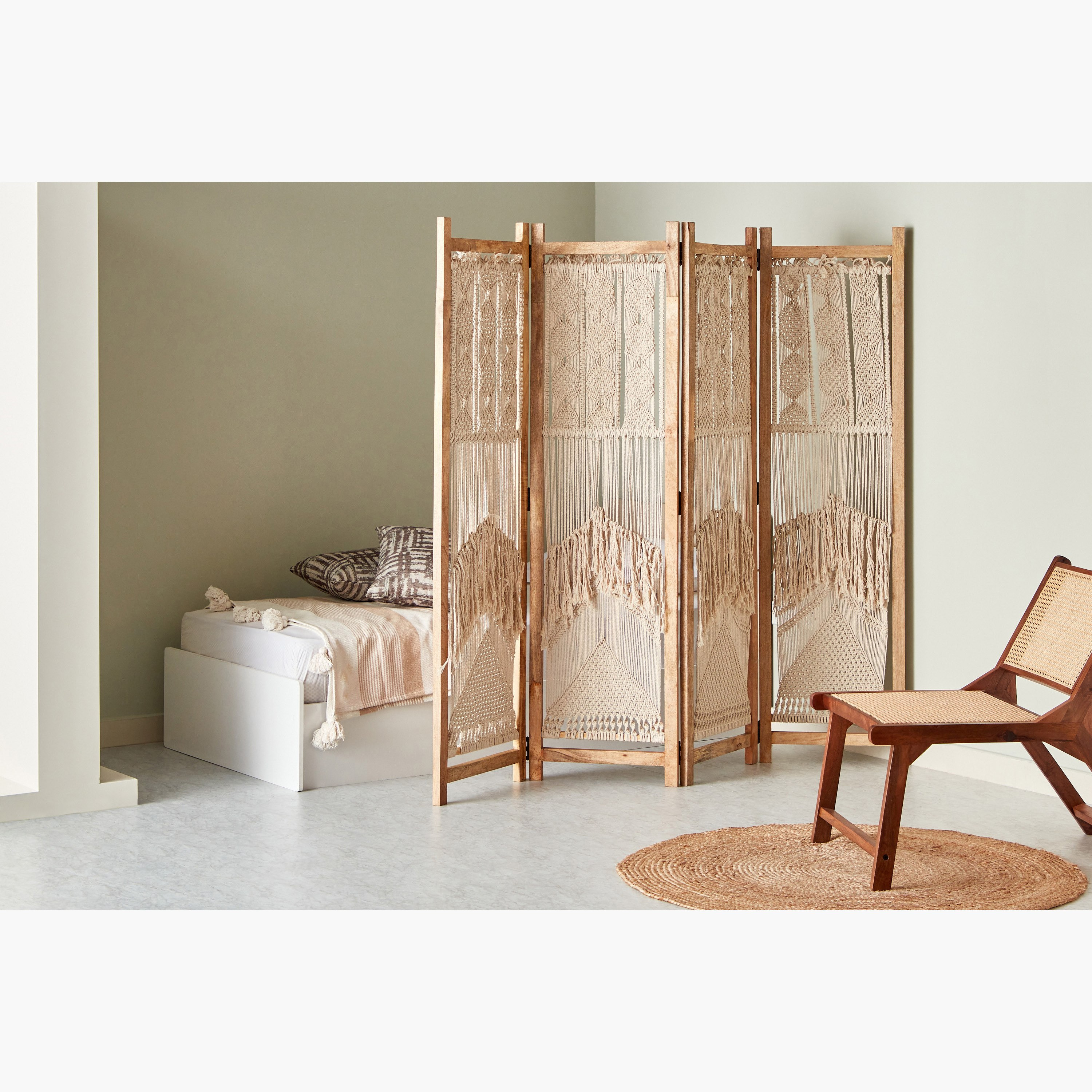 Macrame 4-Panel Room Divider Screen-hbxfurniture-office-bookcases-image-9