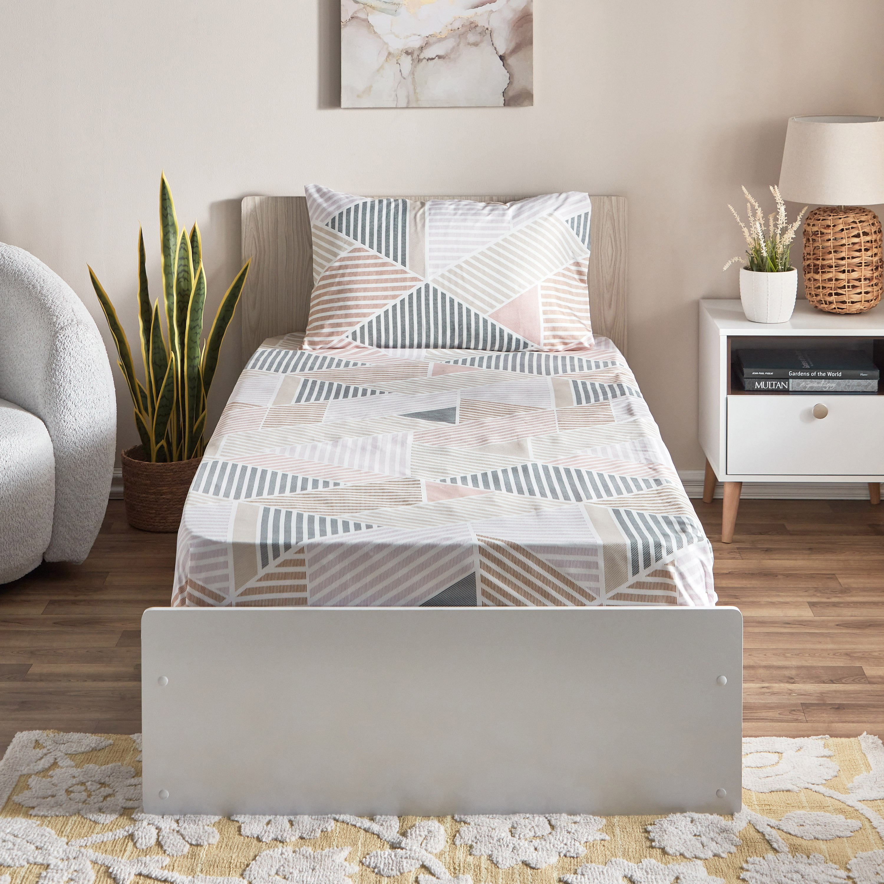 طقم شرشف مسطّح فردي ألياف دقيقة بطبعات قطعتين من أتلانتا - 150x260 سم-hbxhomeware-hbxbedroom-image-2
