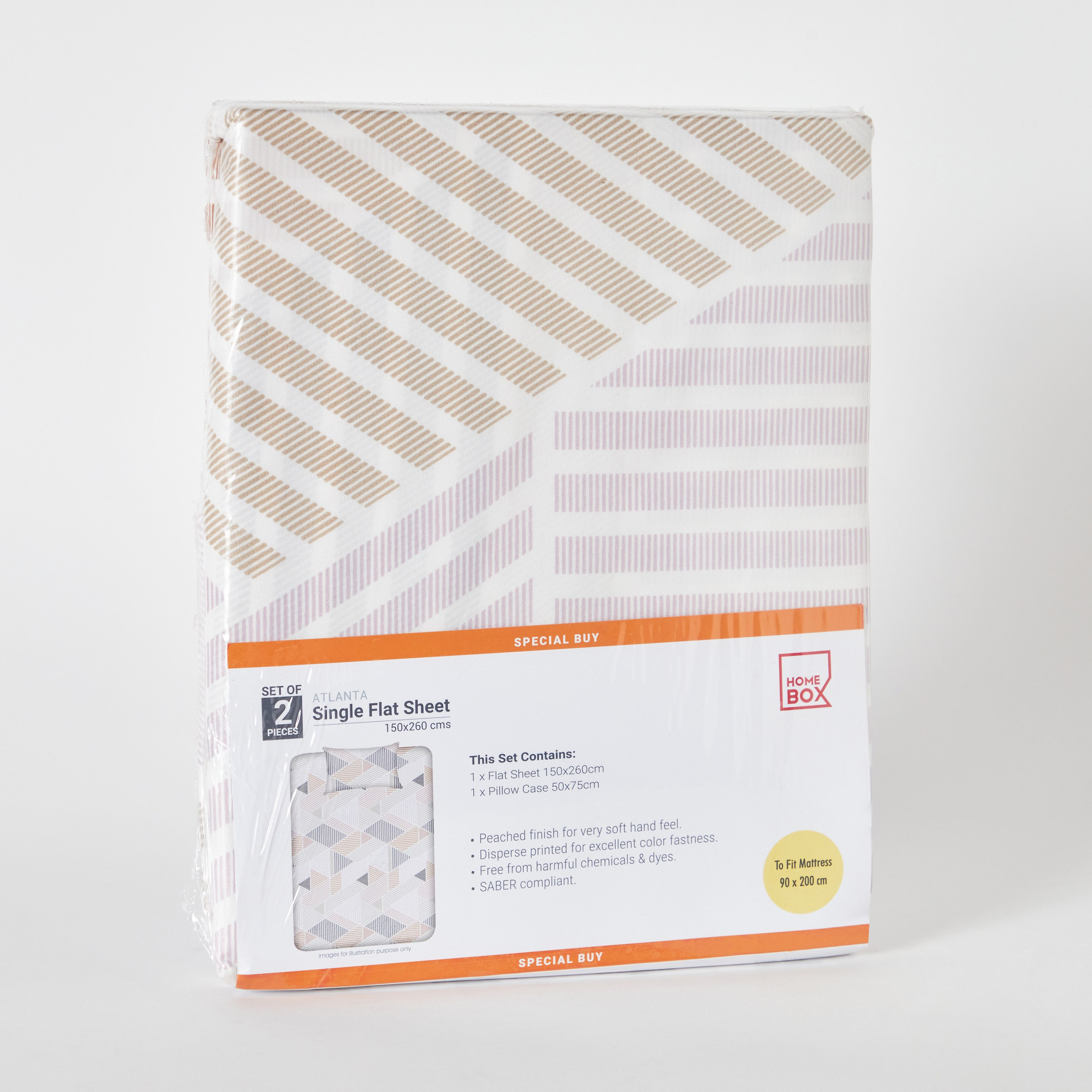 طقم شرشف مسطّح فردي ألياف دقيقة بطبعات قطعتين من أتلانتا - 150x260 سم-hbxhomeware-hbxbedroom-image-9