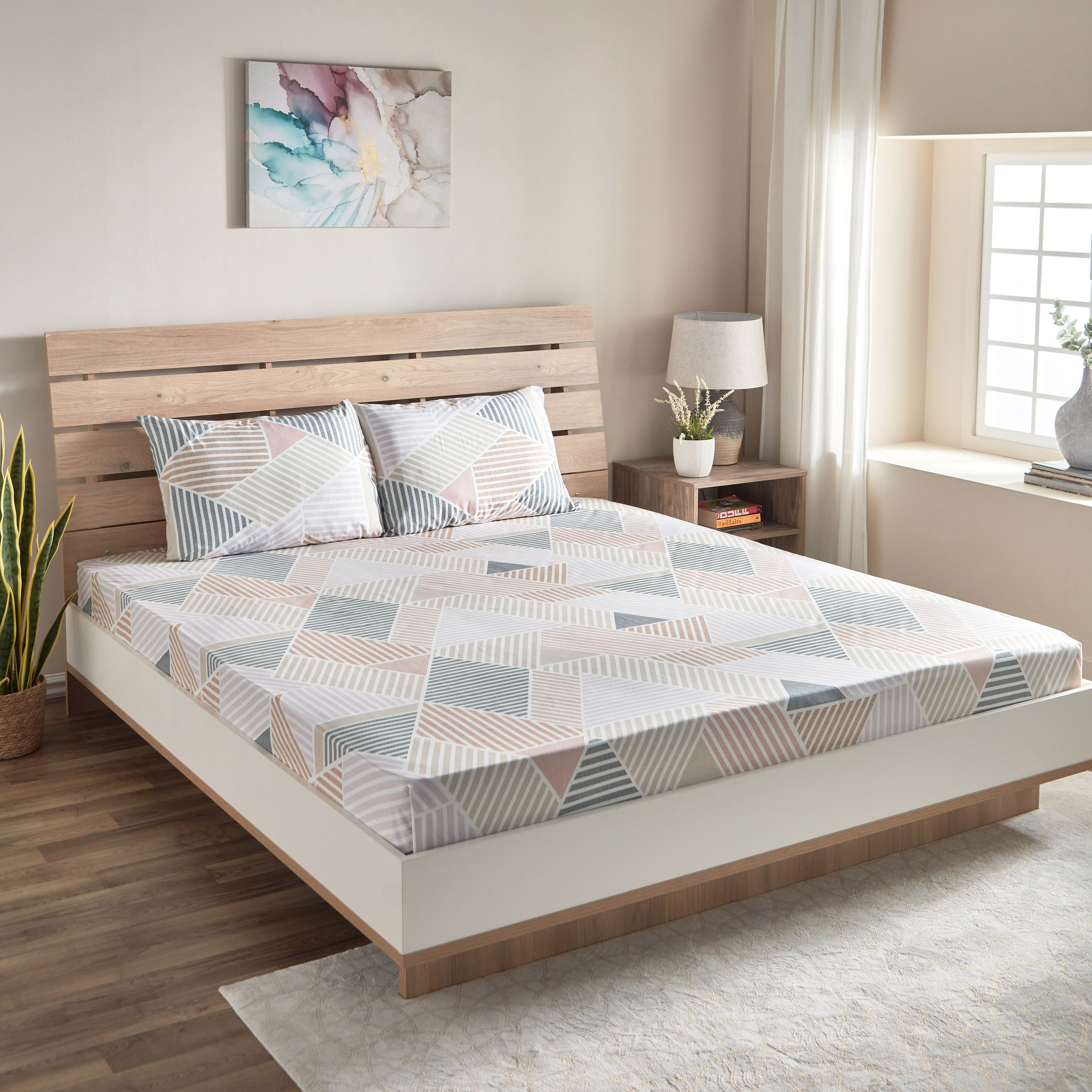 طقم شرشف مسطح كينج ألياف دقيقة 3 قطع بطبعات من أتلانتا - 240x260 سم-hbxhomeware-hbxbedroom-image-1