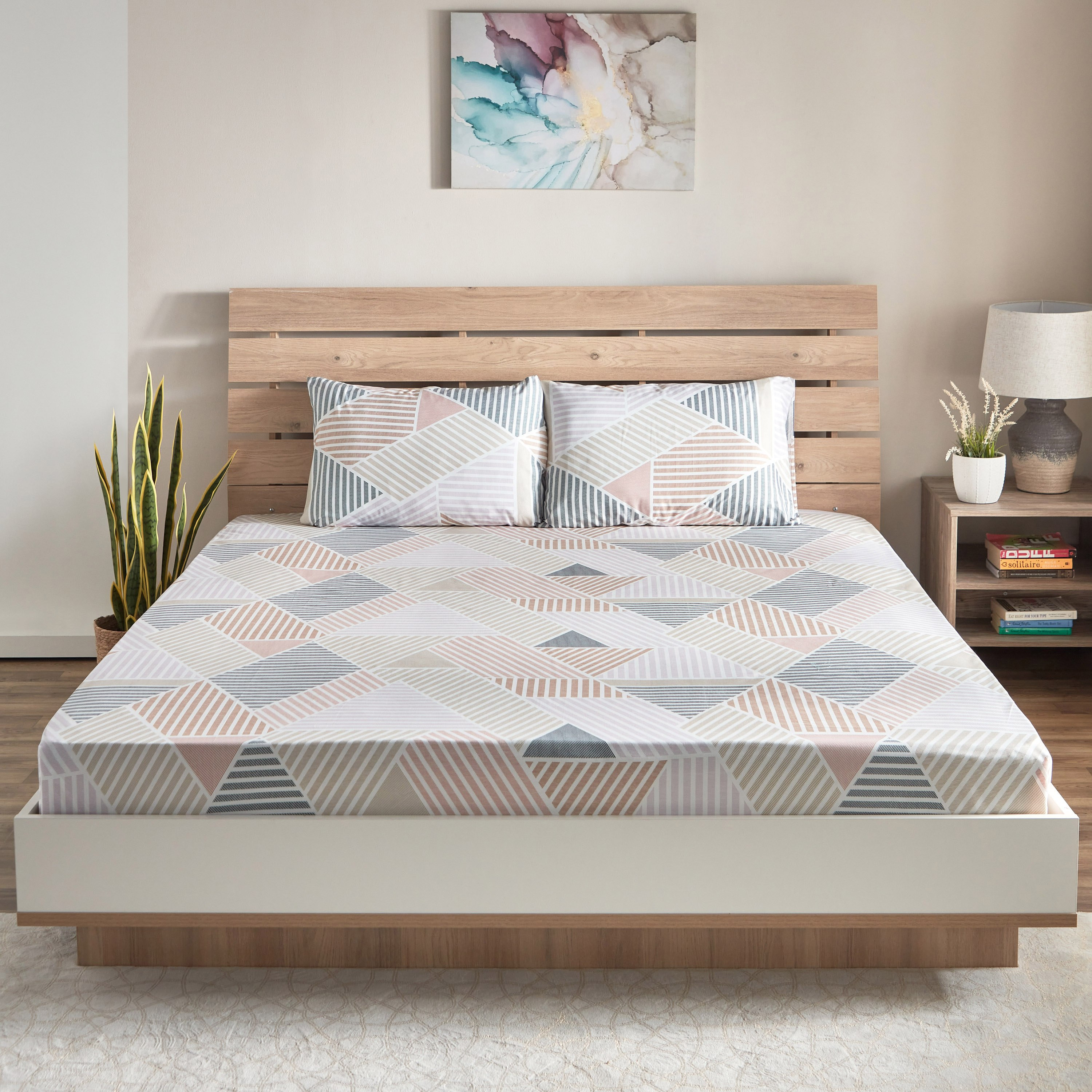 طقم شرشف مسطح كينج ألياف دقيقة 3 قطع بطبعات من أتلانتا - 240x260 سم-hbxhomeware-hbxbedroom-image-2