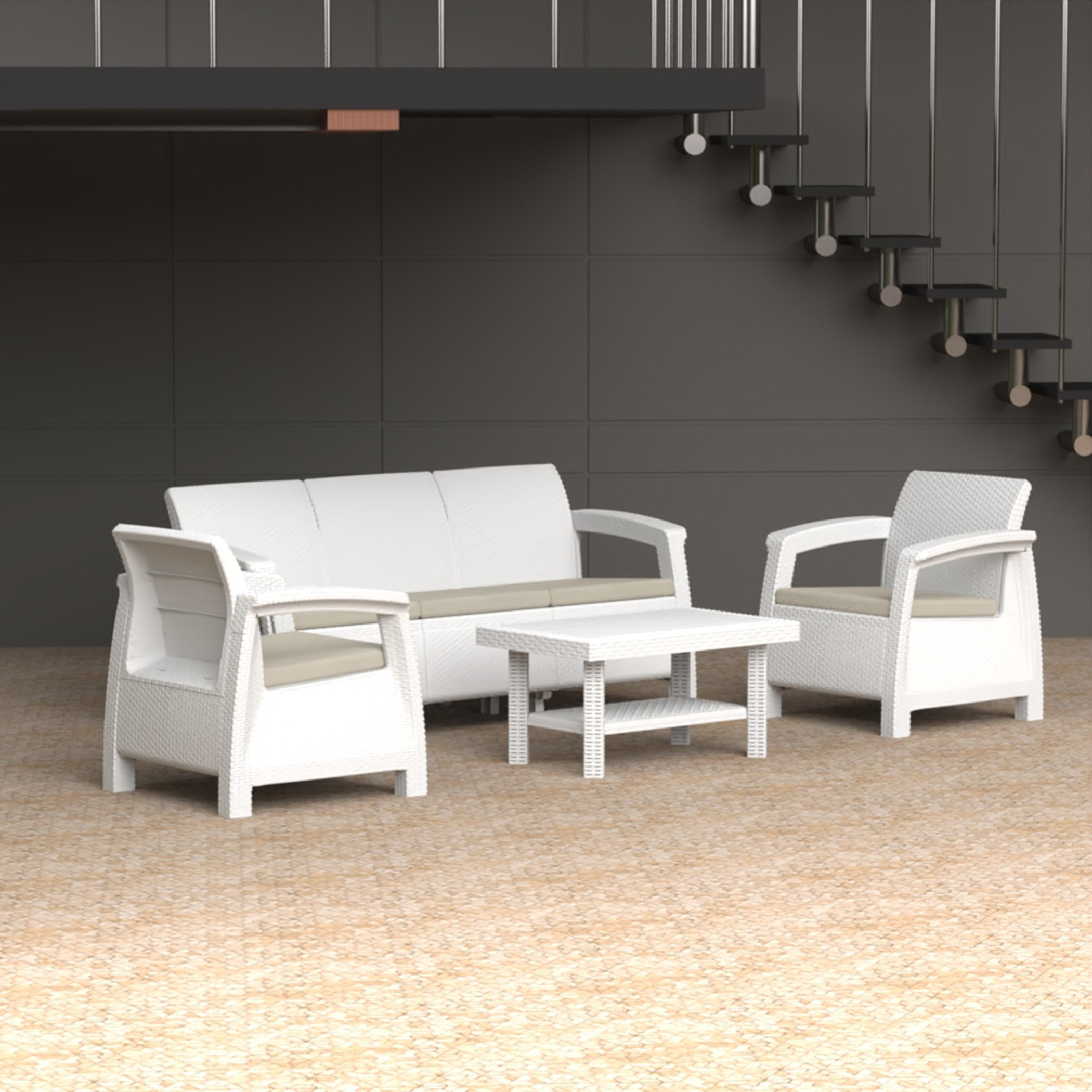 Movo Vera Savana 3+1+1 Seater Outdoor Sofa Set with Coffee Table and Seat Cushions-hbxfurniture-livingroom-sofasandsofasets-image-3
