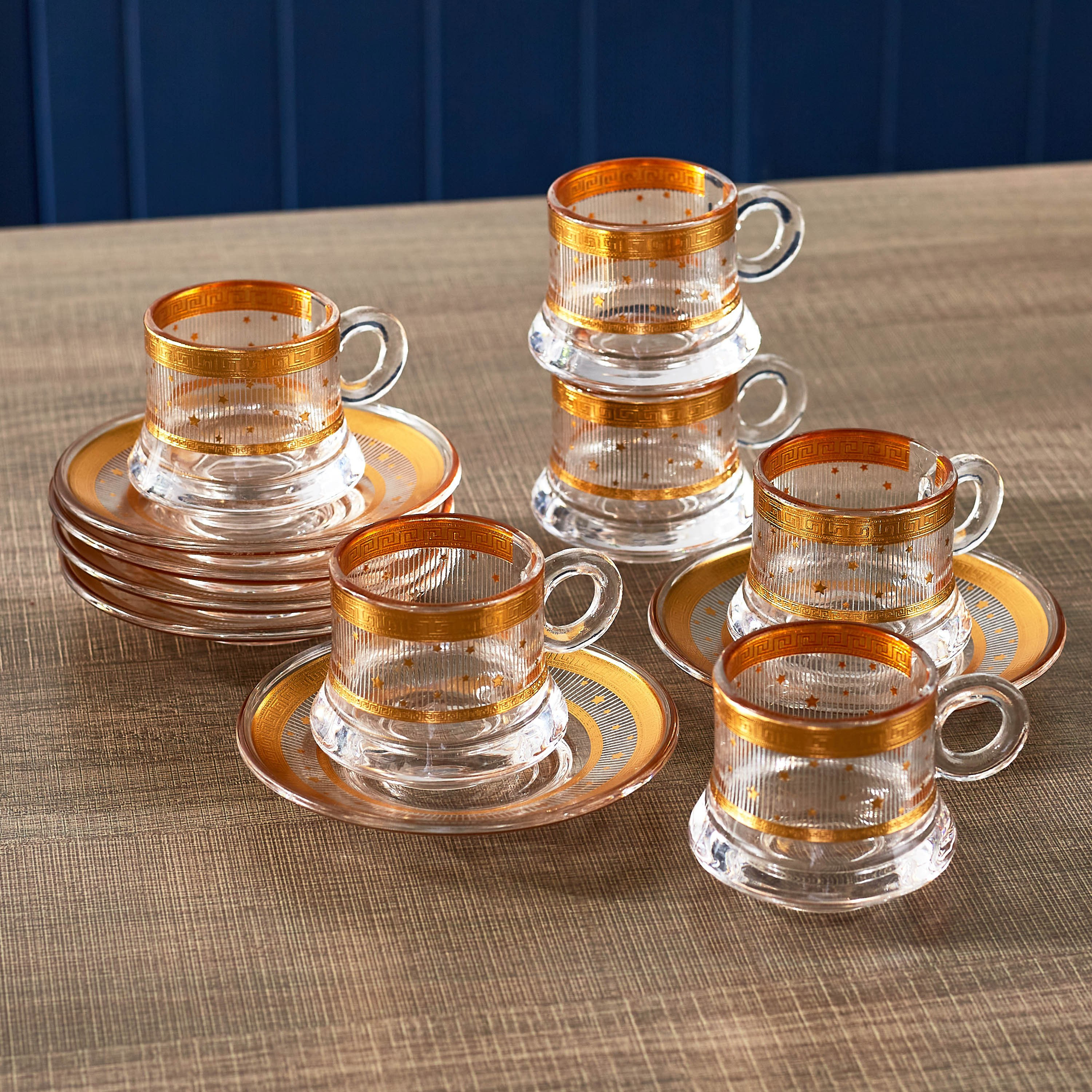طقم فناجين وصحون زجاج 12 قطعة من أوركيد- 90 مل-hbxhomeware-hbxkitchen-image-1