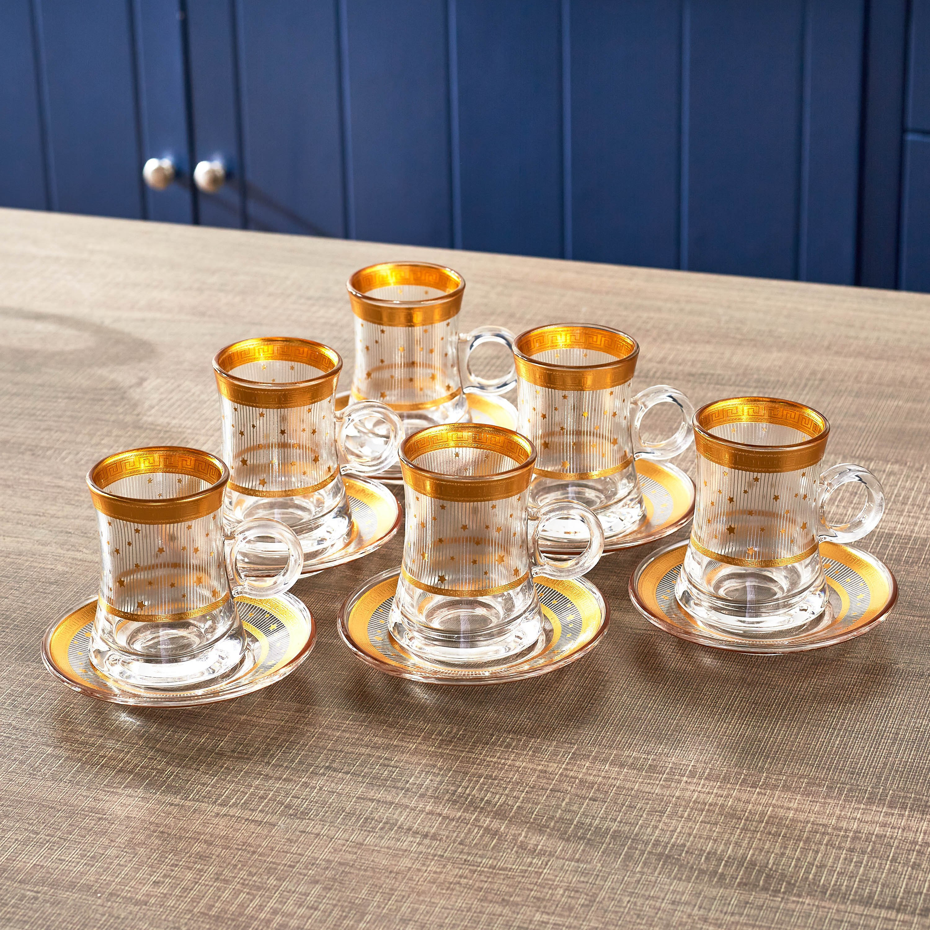 طقم فناجين إستكان زجاج وصحون 12 قطعة من أوركيد - 120 مل-hbxhomeware-hbxkitchen-image-1