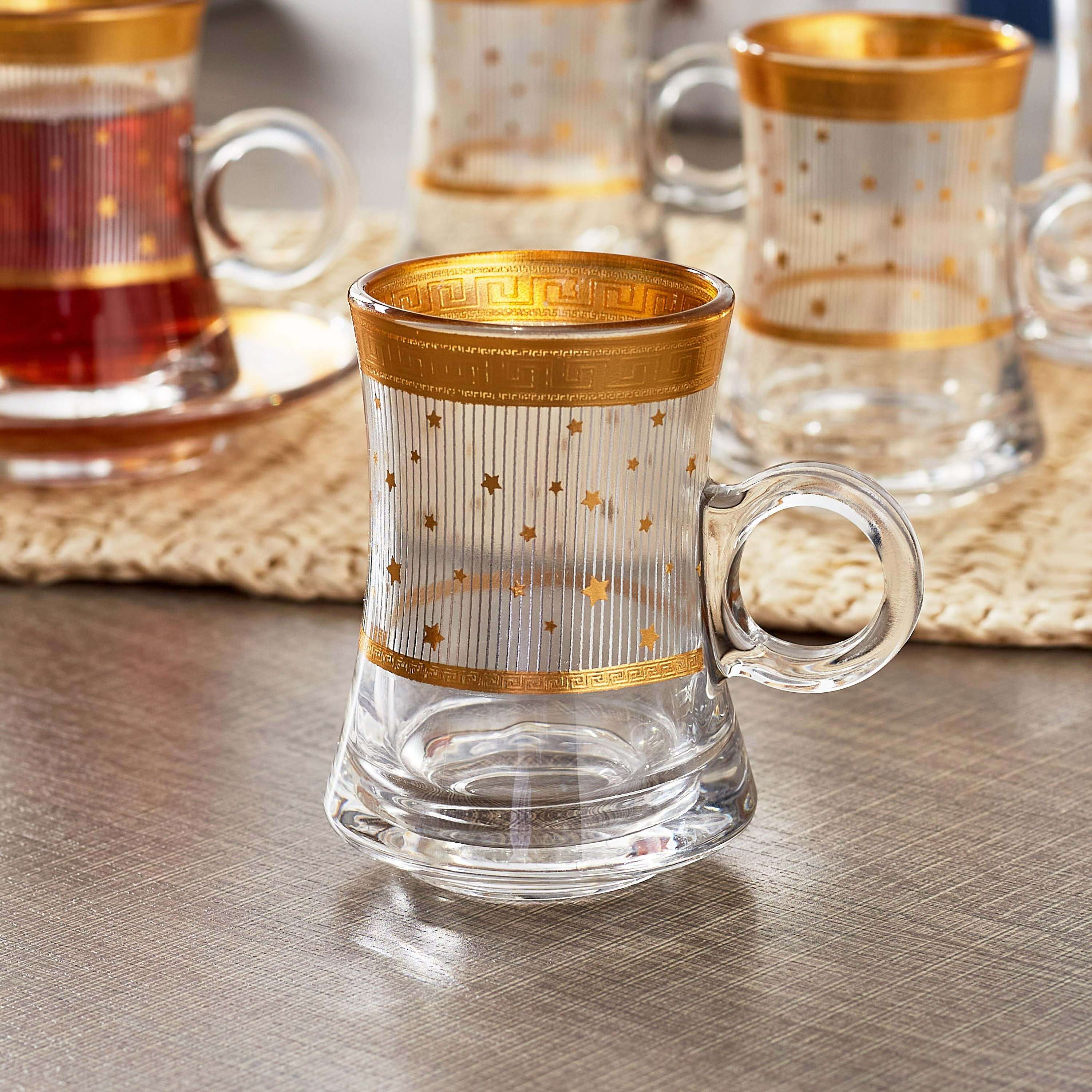 طقم فناجين إستكان زجاج وصحون 12 قطعة من أوركيد - 120 مل-hbxhomeware-hbxkitchen-image-2