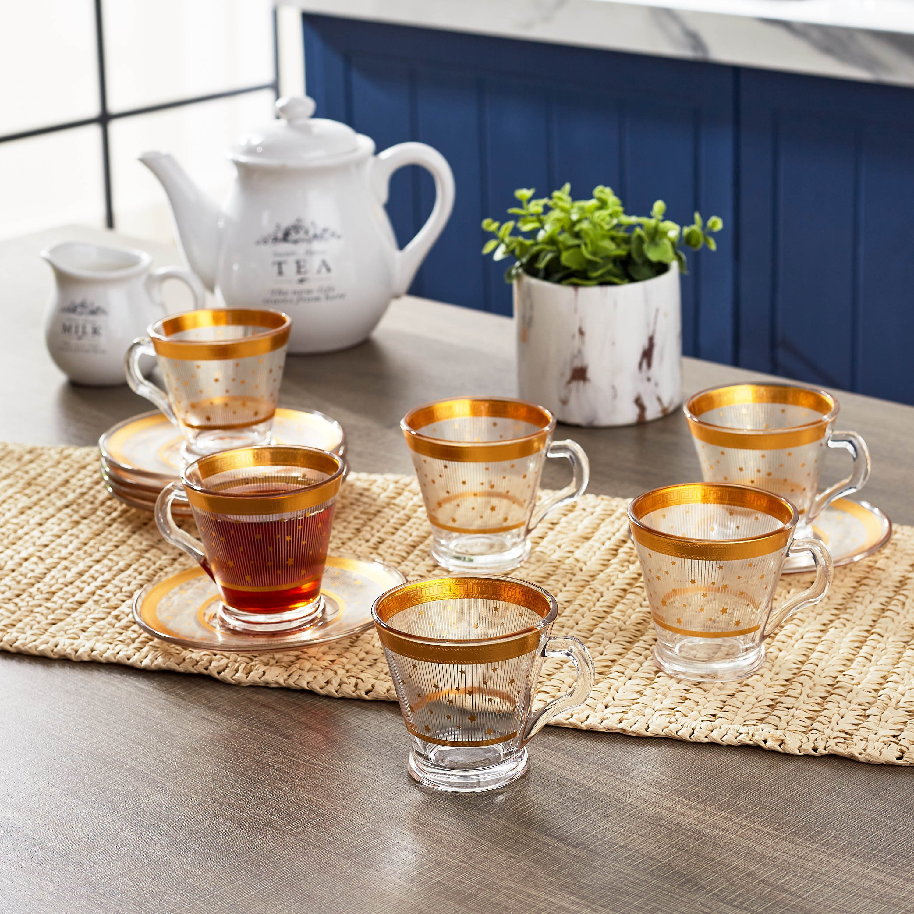 طقم فناجين وصحون زجاج 12 قطعة من أوركيد - 200 مل-hbxhomeware-hbxkitchen-image-5