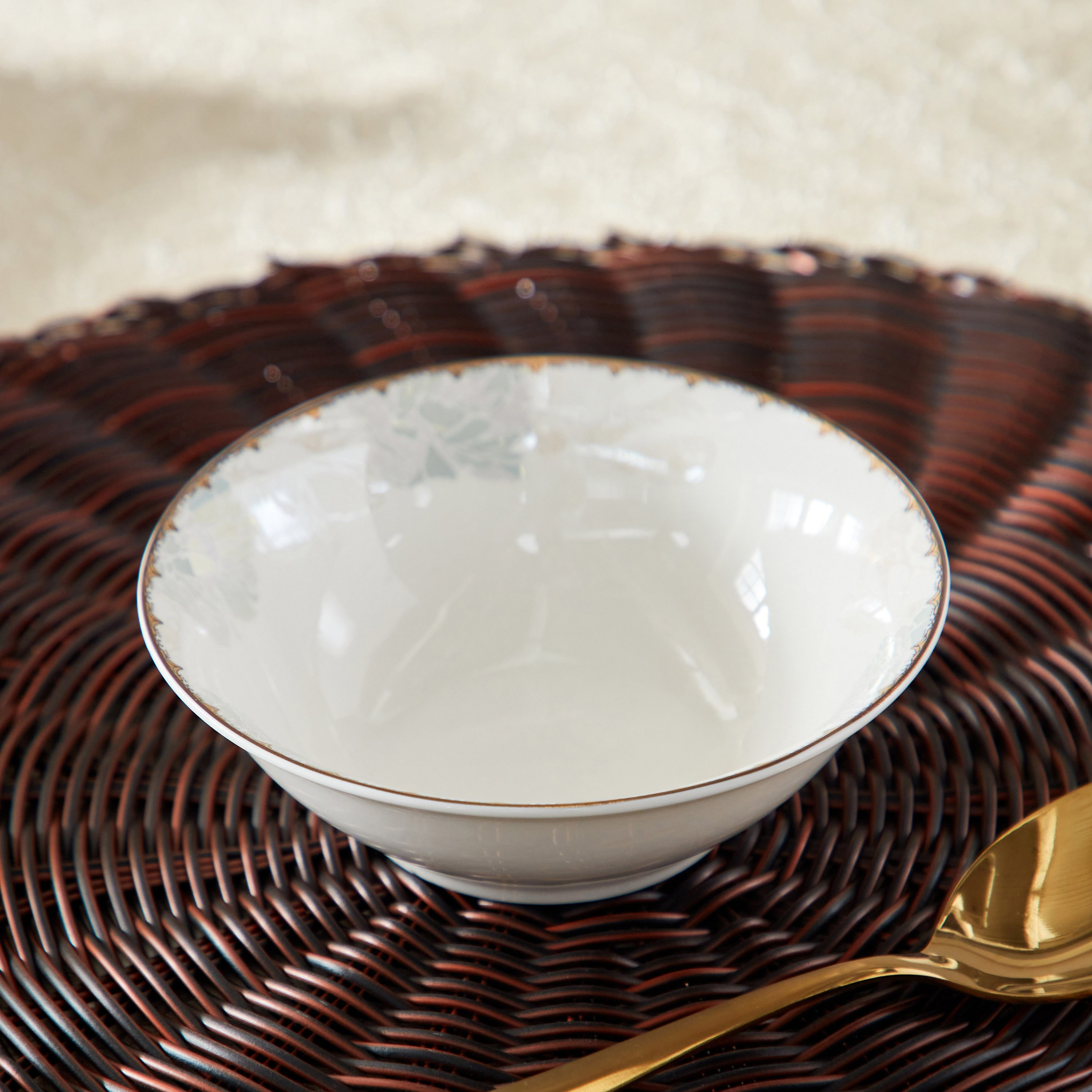 وعاء خضروات خزف صيني بتصميم زهرة اللوتس من كوينز - 14 سم-hbxdecorandfurnishings-tabletop-serveware-image-1