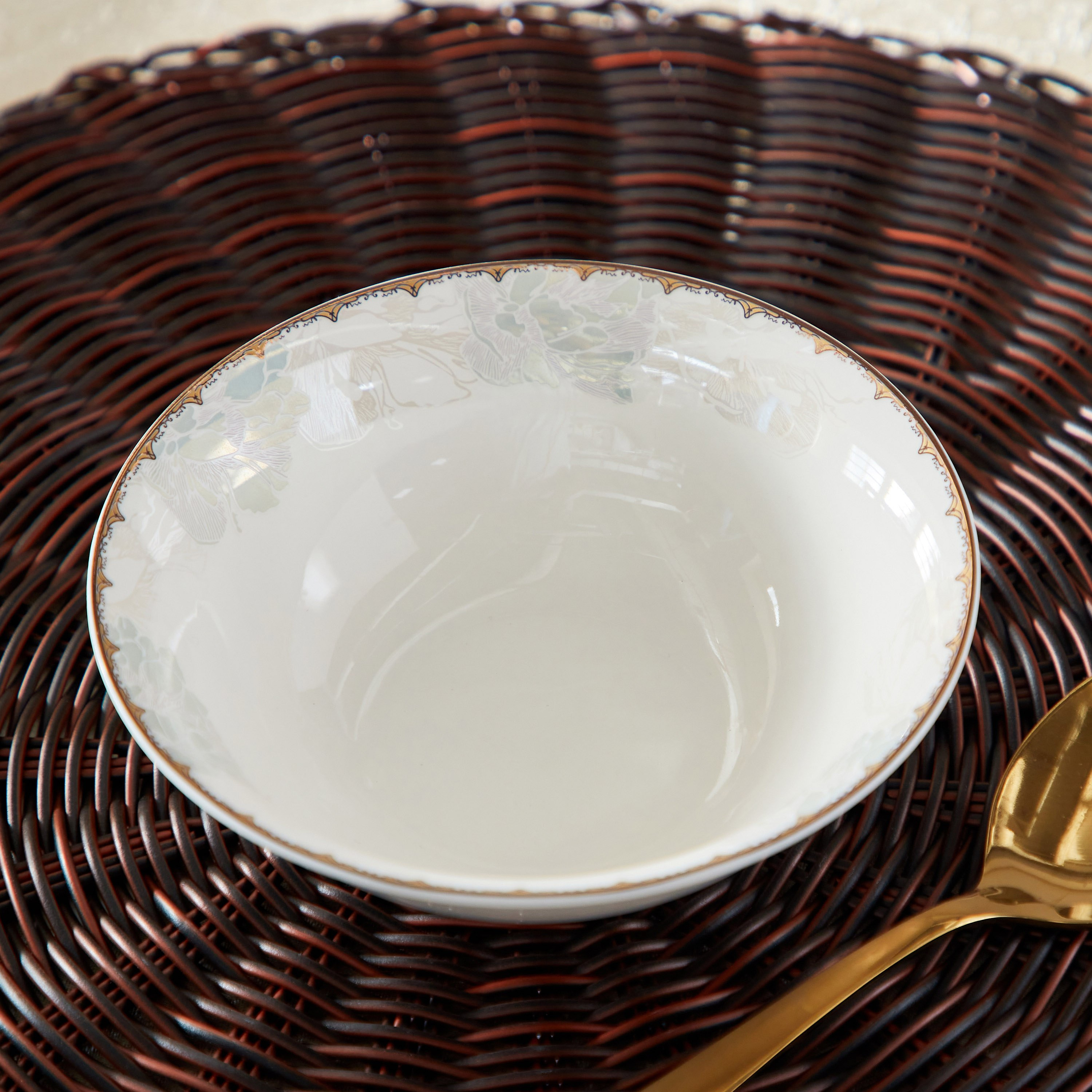 وعاء خضروات خزف صيني بتصميم زهرة اللوتس من كوينز - 14 سم-hbxdecorandfurnishings-tabletop-serveware-image-2