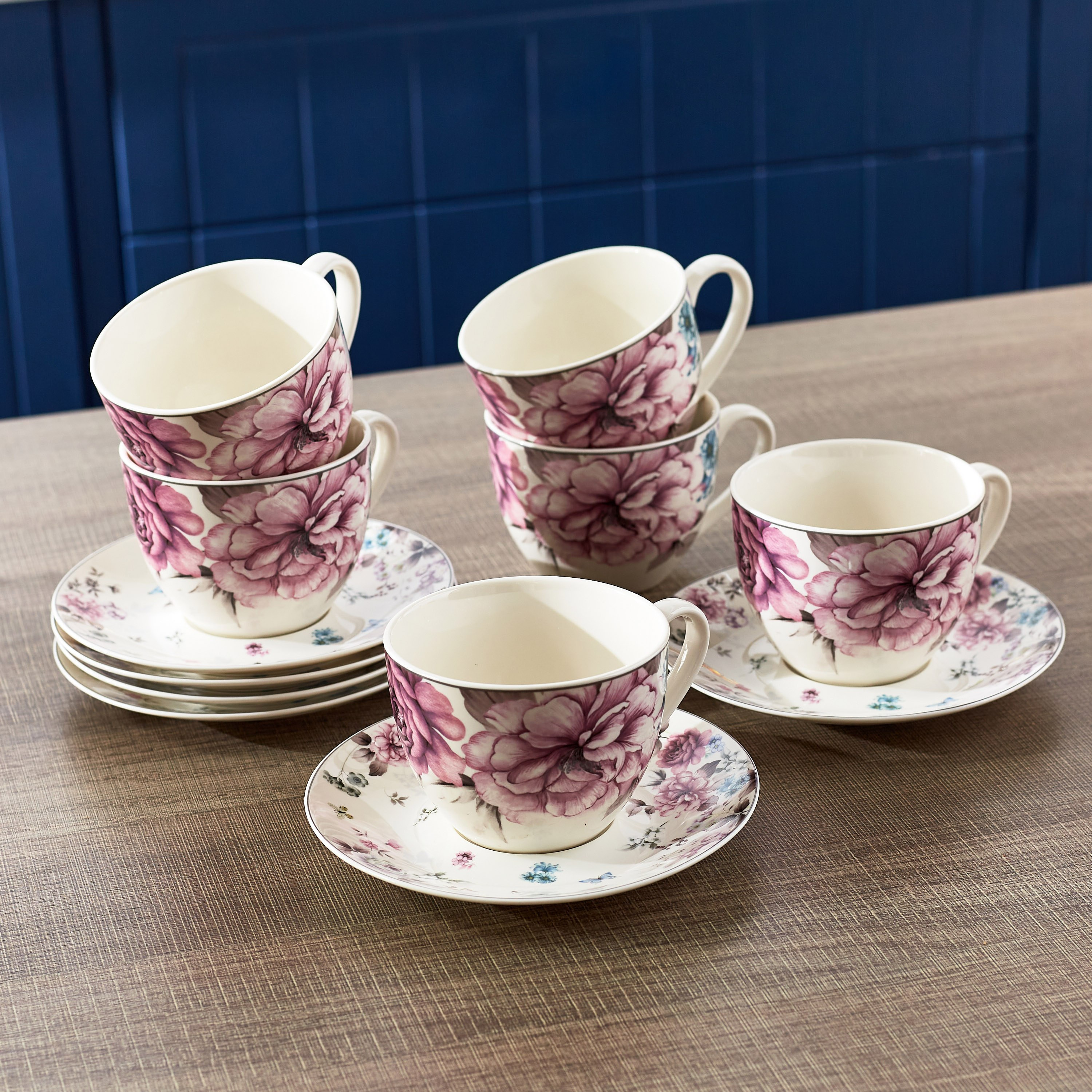Orchid Grey Dawn 12-Piece Cup and Saucer Set - 220 ml-hbxhomeware-hbxkitchen-image-1