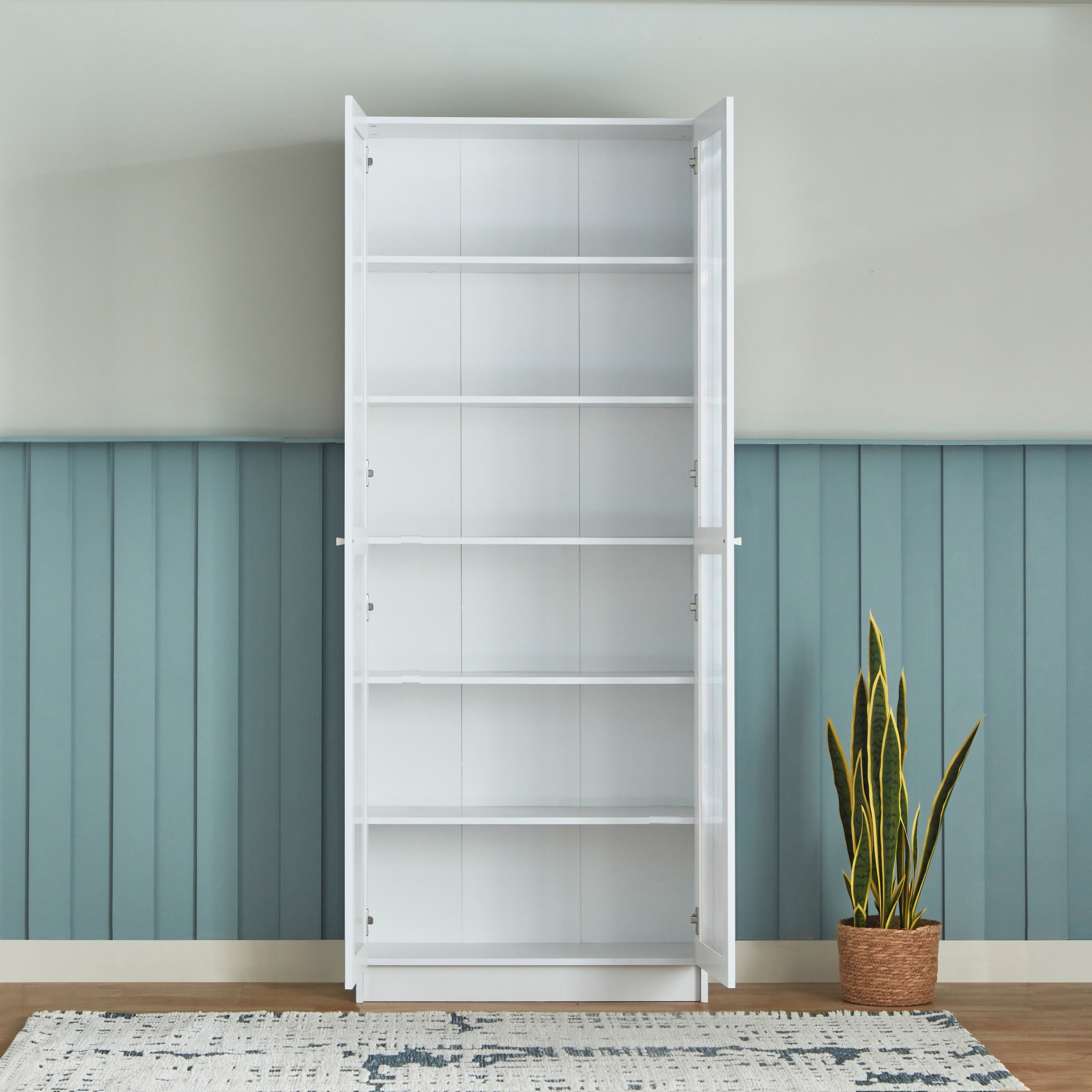 Frankfurt 6-Tier Multipurpose Bookcase Storage Unit with 2 Acrylic Doors-hbxfurniture-office-bookcases-image-6