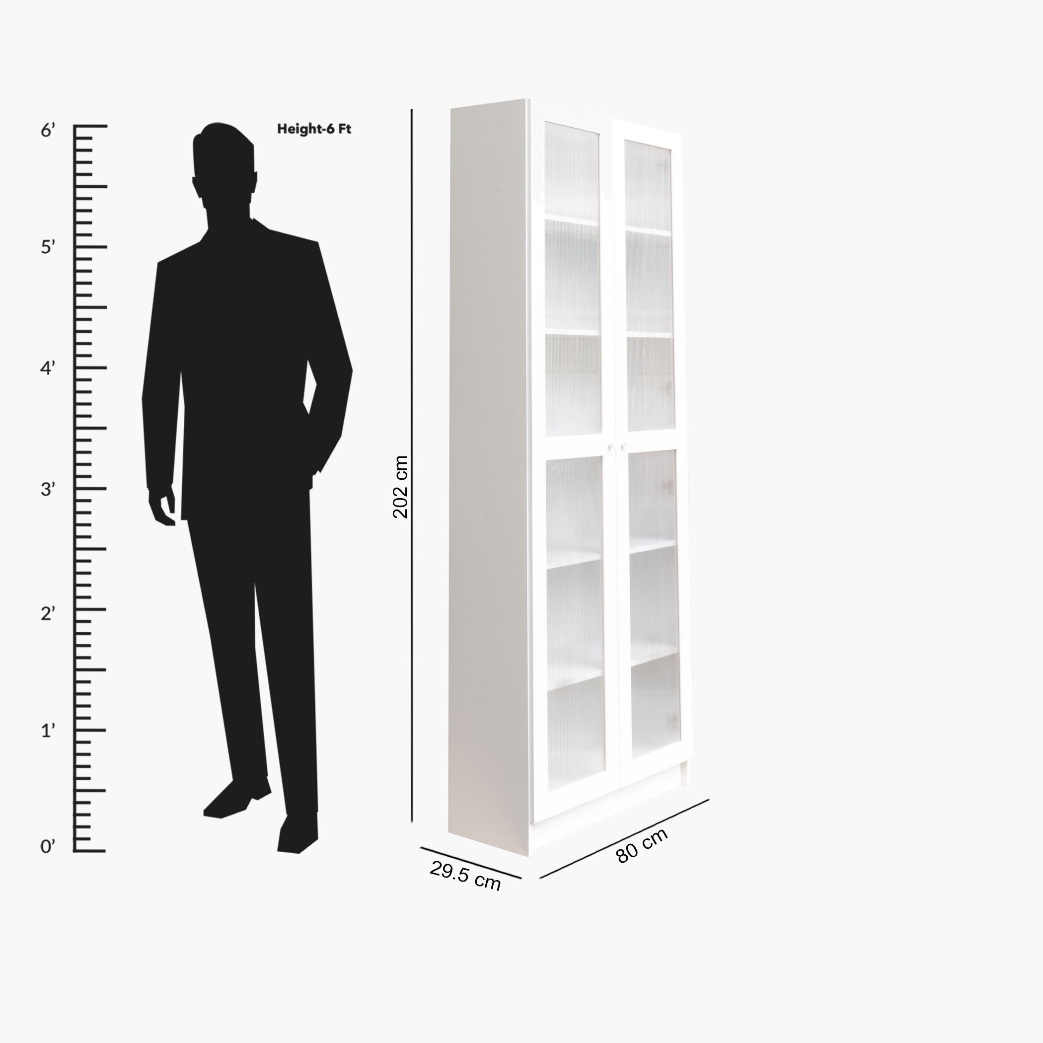 Frankfurt 6-Tier Multipurpose Bookcase Storage Unit with 2 Acrylic Doors-hbxfurniture-office-bookcases-image-18