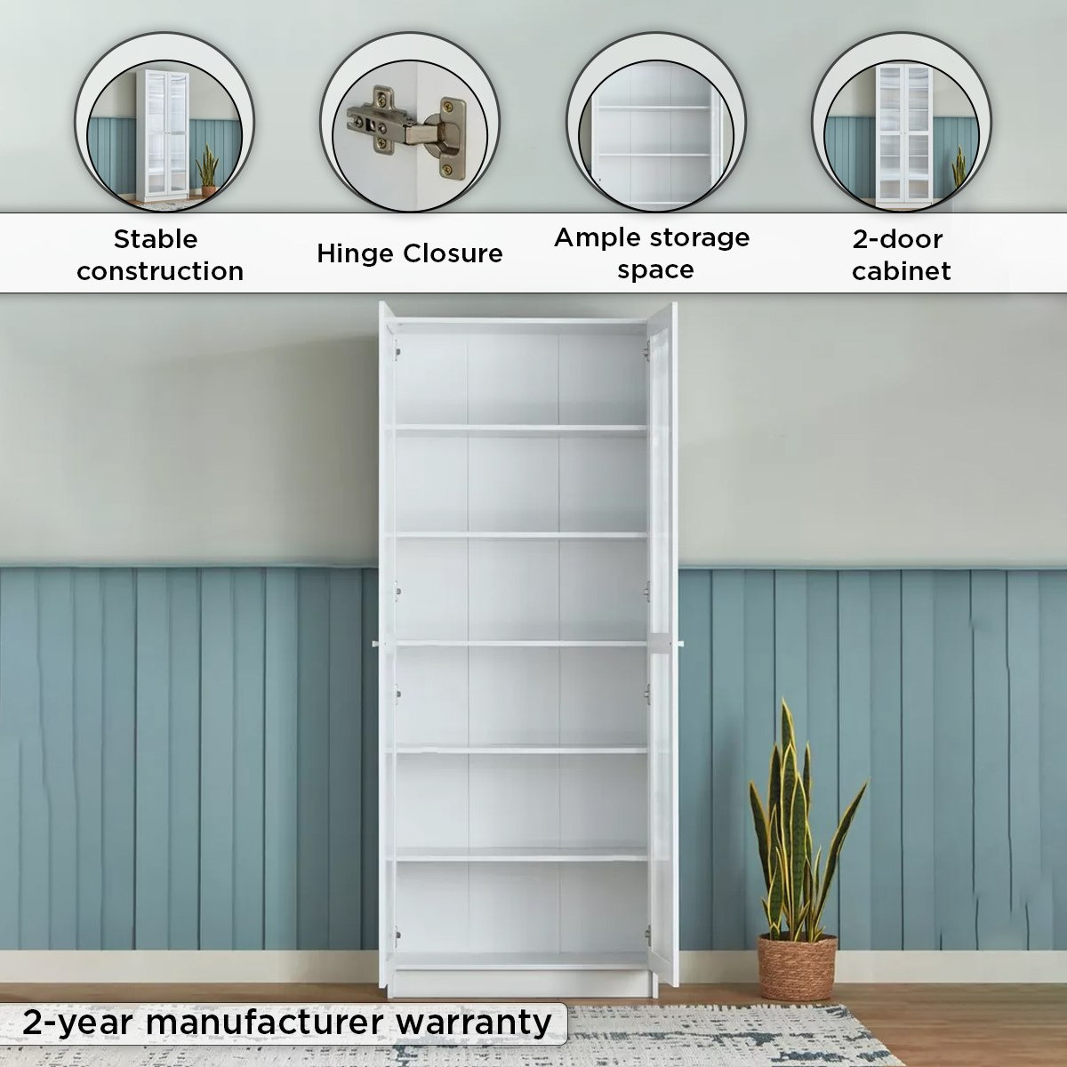 Frankfurt 6-Tier Multipurpose Bookcase Storage Unit with 2 Acrylic Doors-hbxfurniture-office-bookcases-image-5