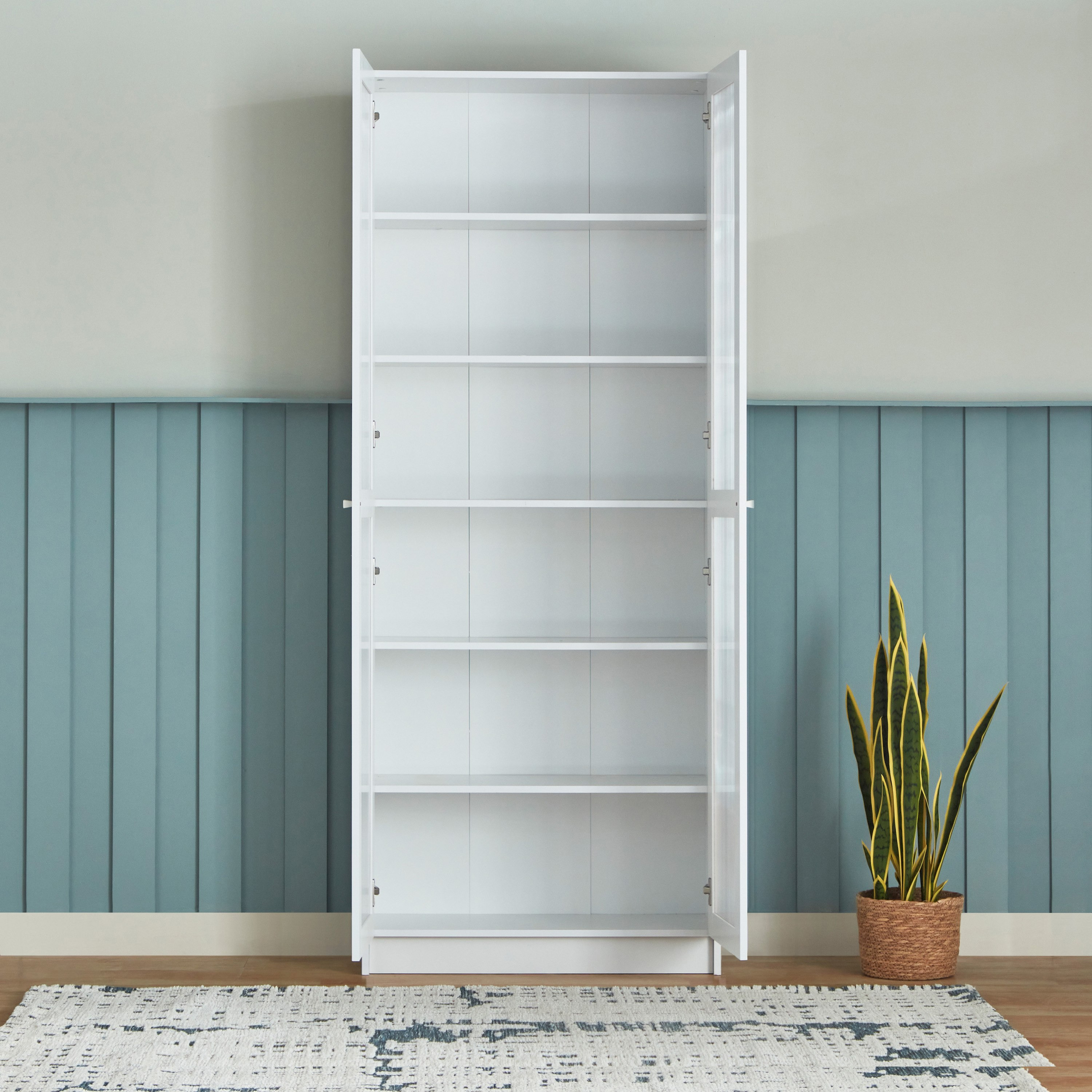 Frankfurt 6-Tier Multipurpose Bookcase Storage Unit with 2 Acrylic Doors-hbxfurniture-office-bookcases-image-3
