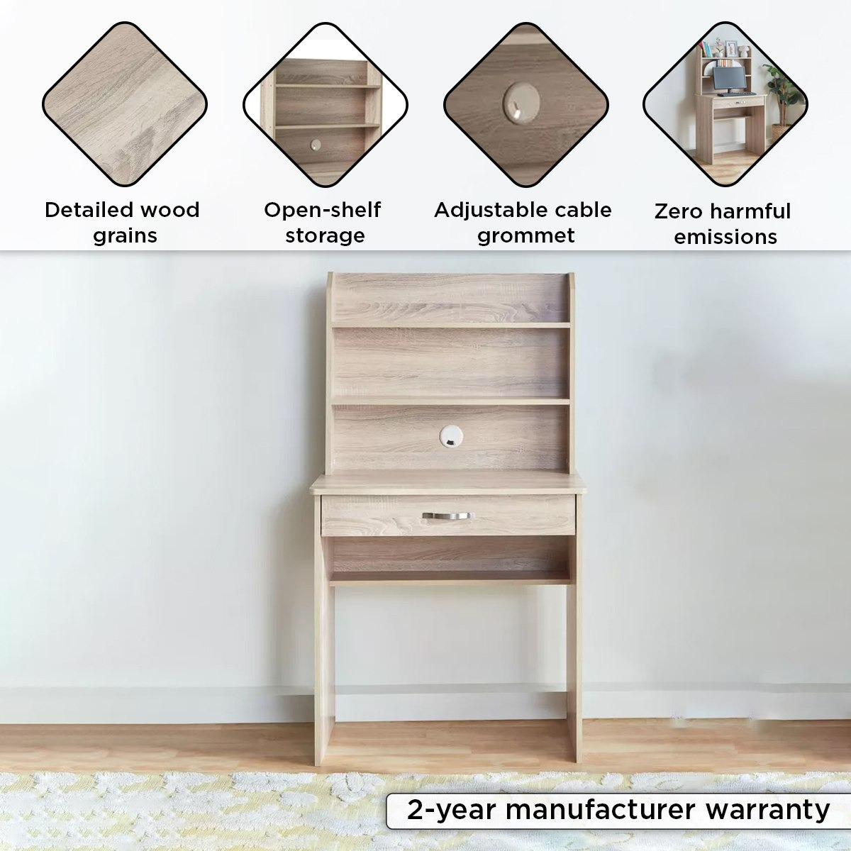 Jazz 1-Drawer Study Desk with Hutch-hbxfurniture-office-desks-image-4