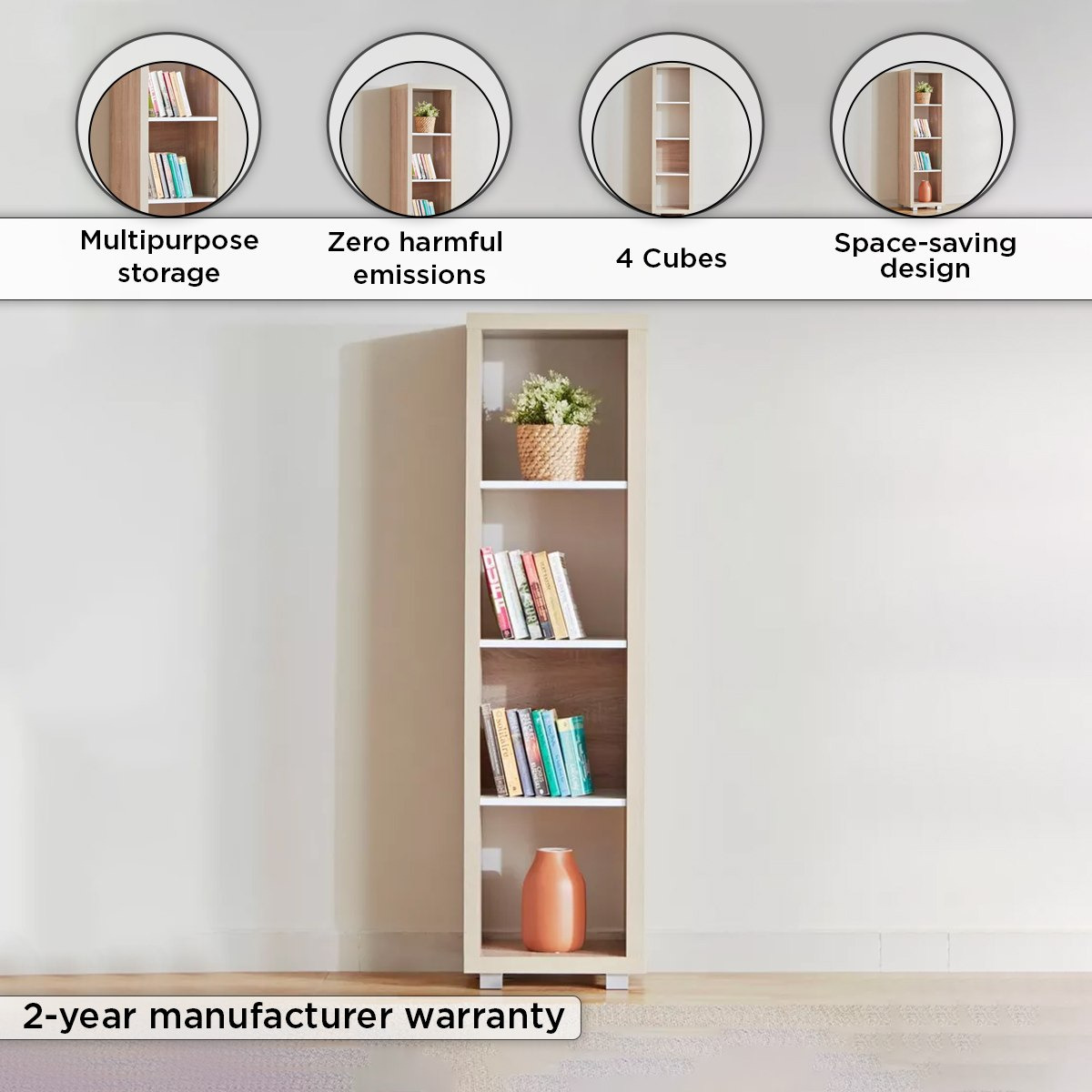 Alford Patara 4-Cube Divider Bookcase-hbxfurniture-office-bookcases-image-4
