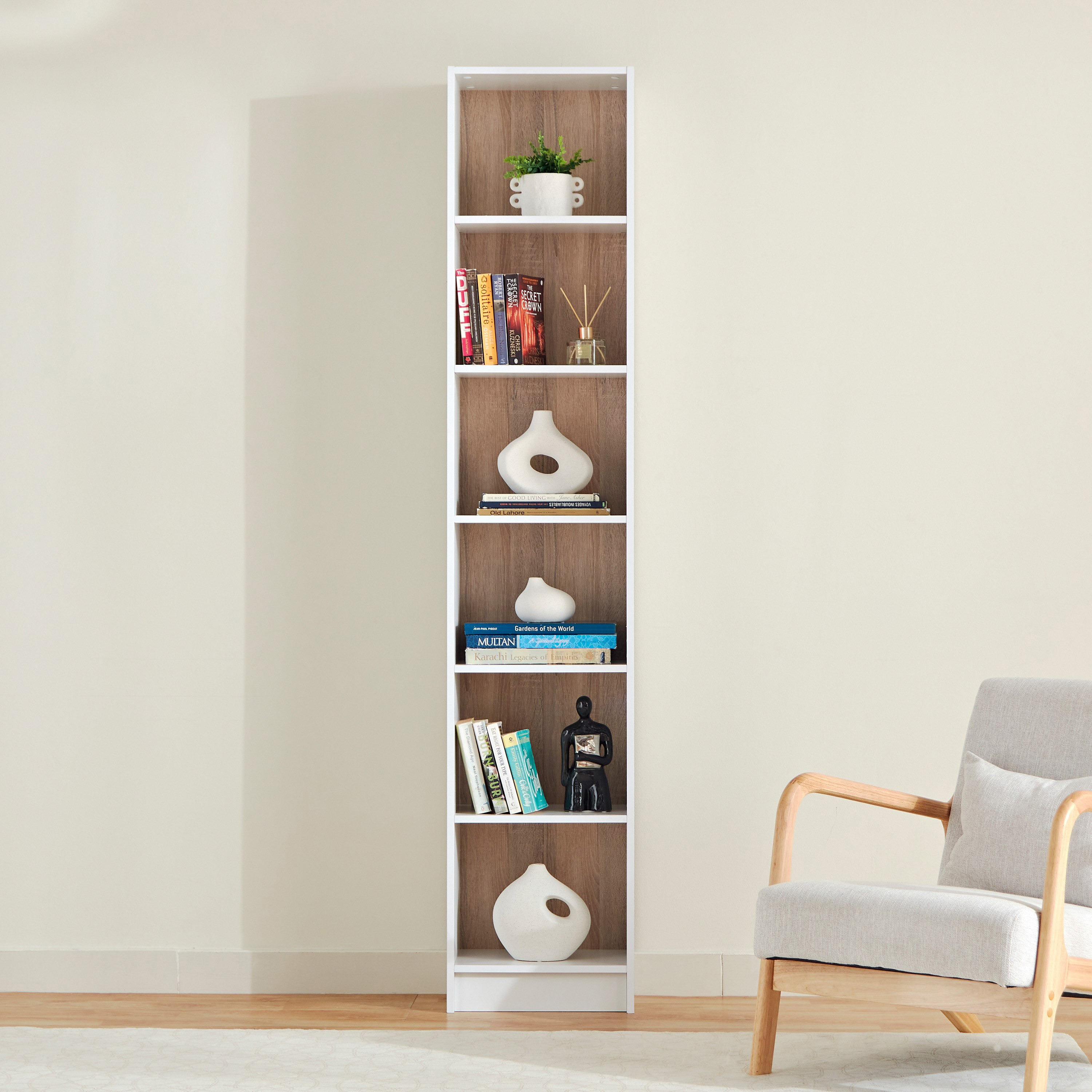 Alford Avian 6-Tier Narrow Bookcase-hbxfurniture-office-bookcases-image-2
