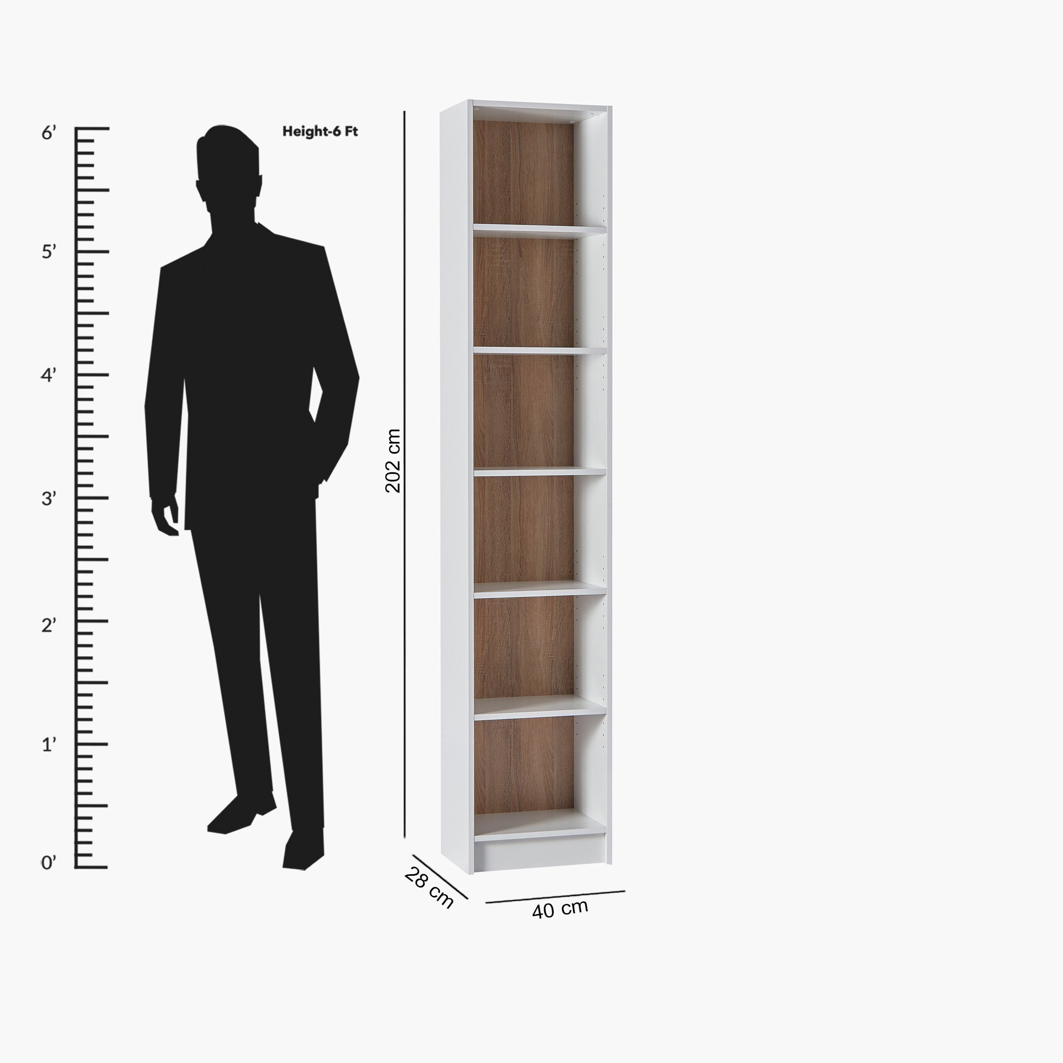 Alford Avian 6-Tier Narrow Bookcase-hbxfurniture-office-bookcases-image-9