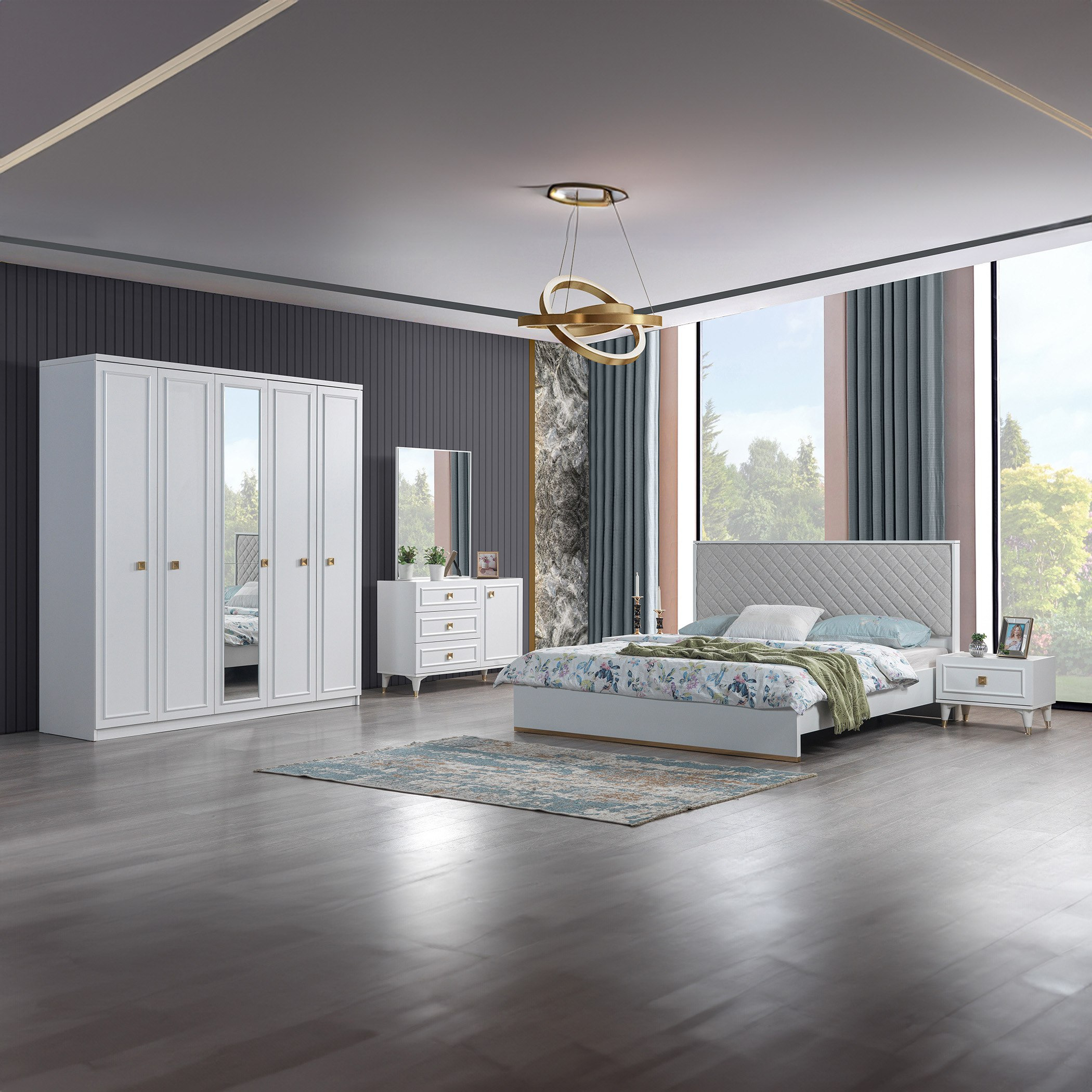 خزانة ملابس 5 أبواب مع مرآة من ويفر-hbxfurniture-wardrobes-image-6