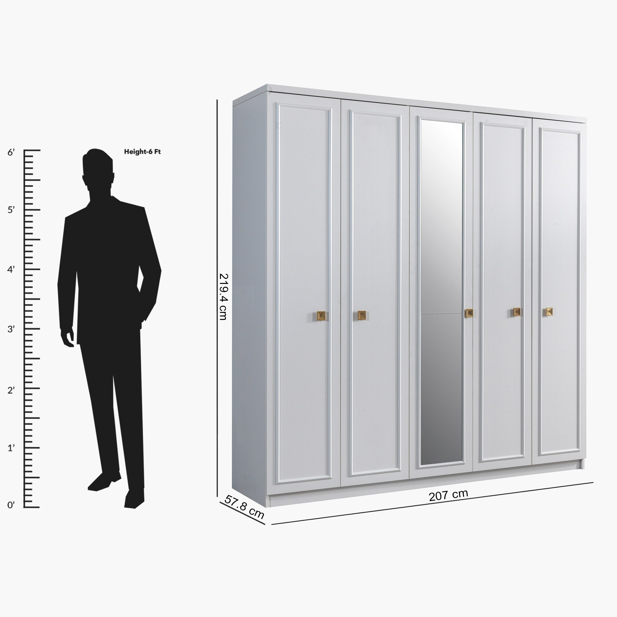 خزانة ملابس 5 أبواب مع مرآة من ويفر-hbxfurniture-wardrobes-image-7