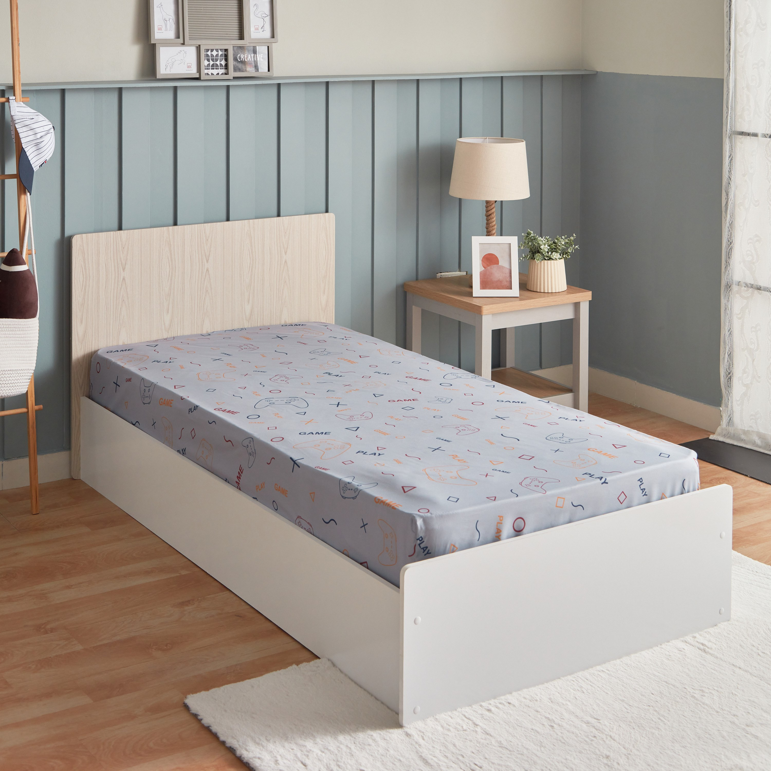 شرشف مطاطي توين ألياف دقيقة من جيمينج نويل- 90x200+25 سم-hbxhomeware-hbxkidsandyouth-image-1