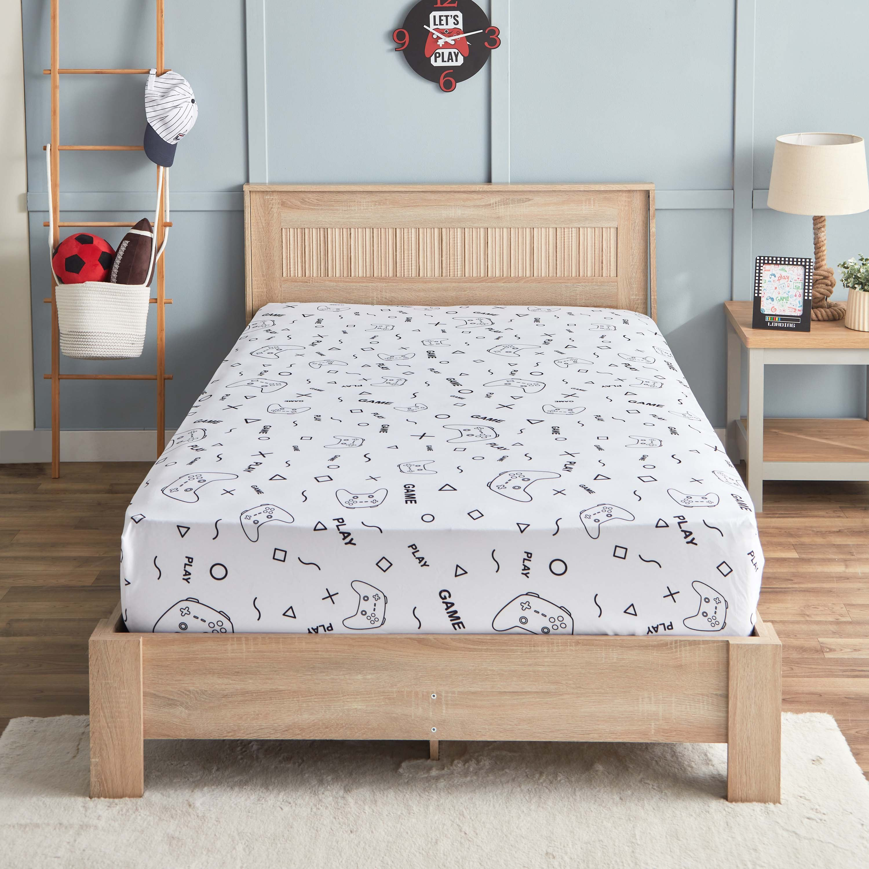 Gaming Doodle Soiree Microfibre Twin Fitted Sheet - 120x200+25 cm-hbxhomeware-hbxkidsandyouth-image-2