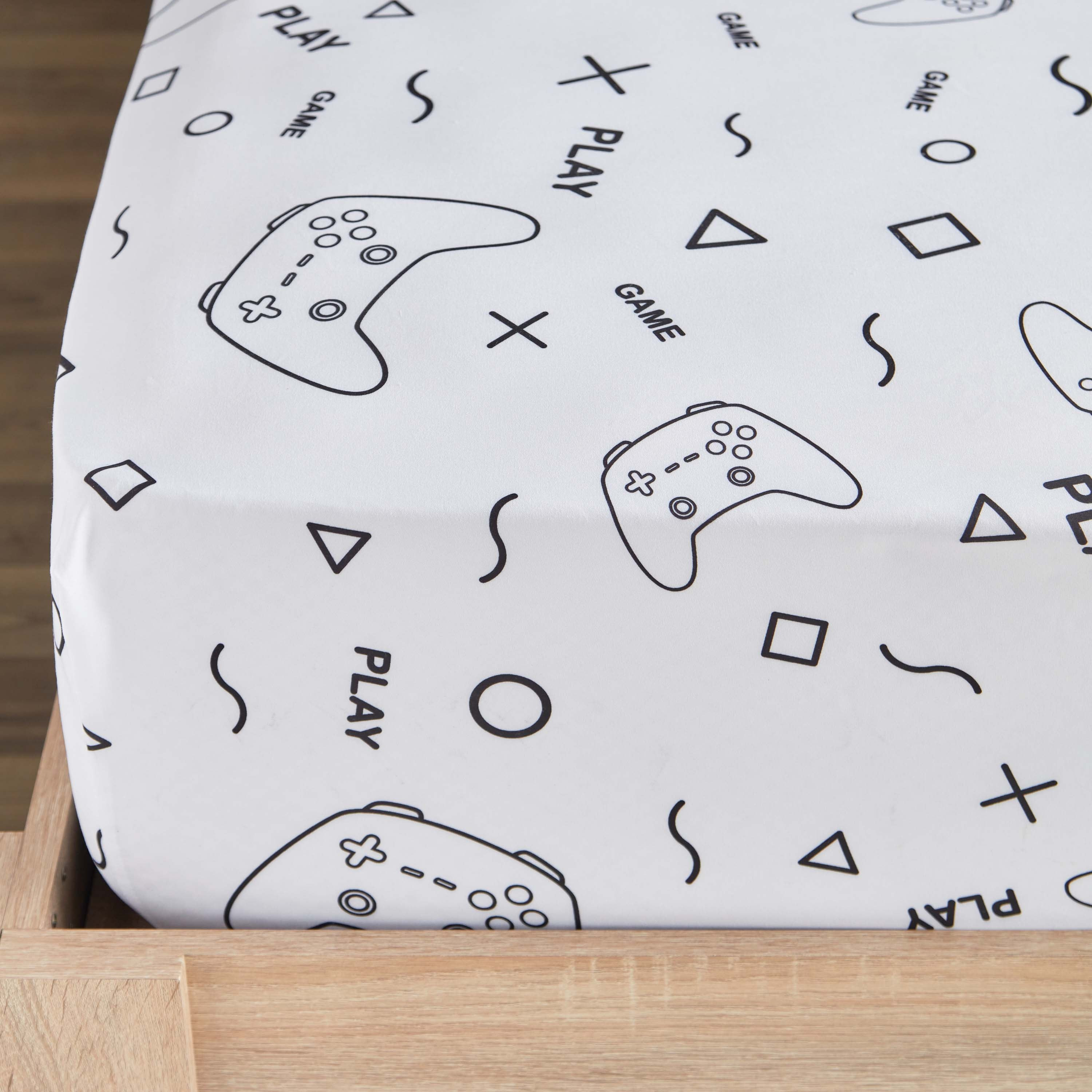 Gaming Doodle Soiree Microfibre Twin Fitted Sheet - 120x200+25 cm-hbxhomeware-hbxkidsandyouth-image-5
