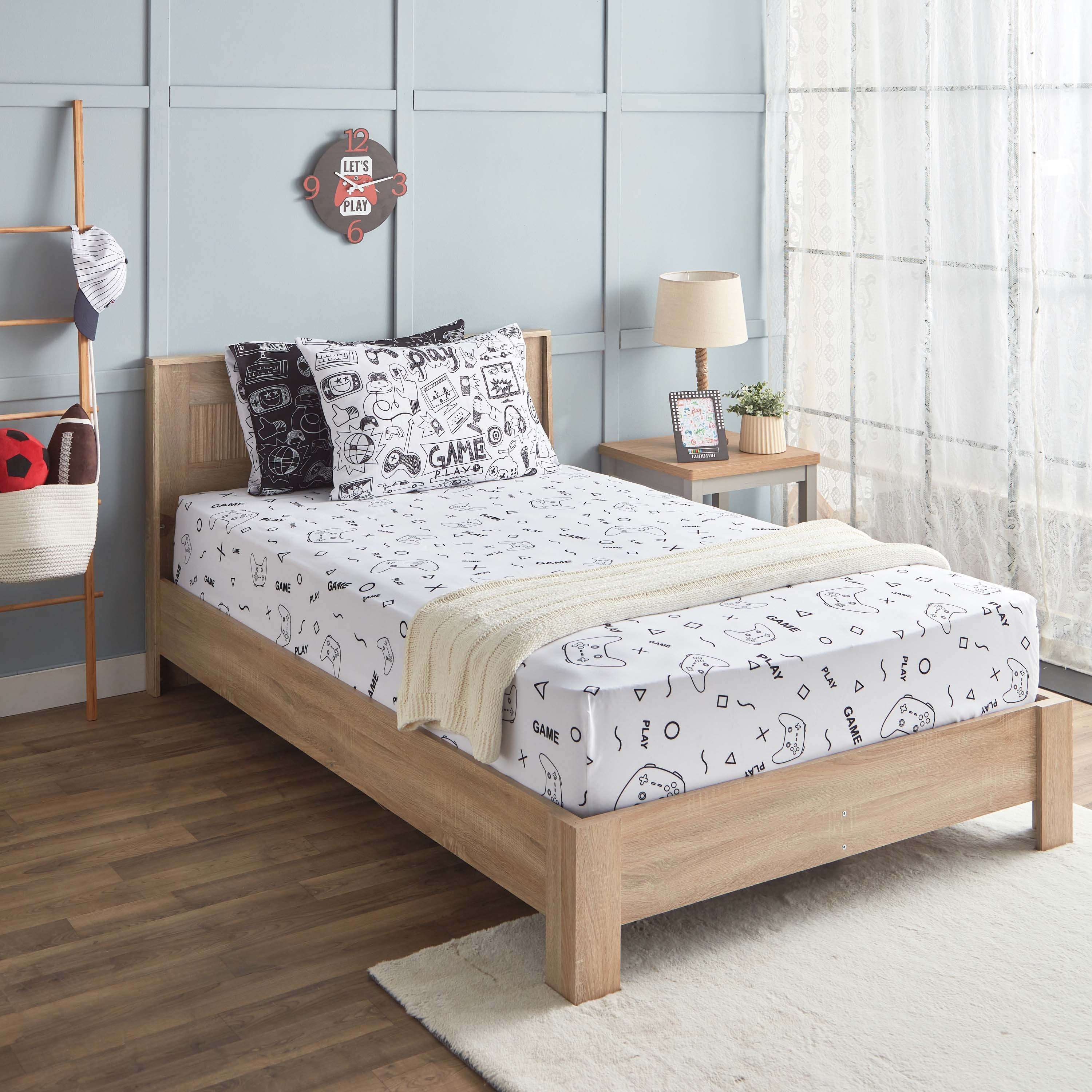 Gaming Doodle Soiree Microfibre Twin Fitted Sheet - 120x200+25 cm-hbxhomeware-hbxkidsandyouth-image-7