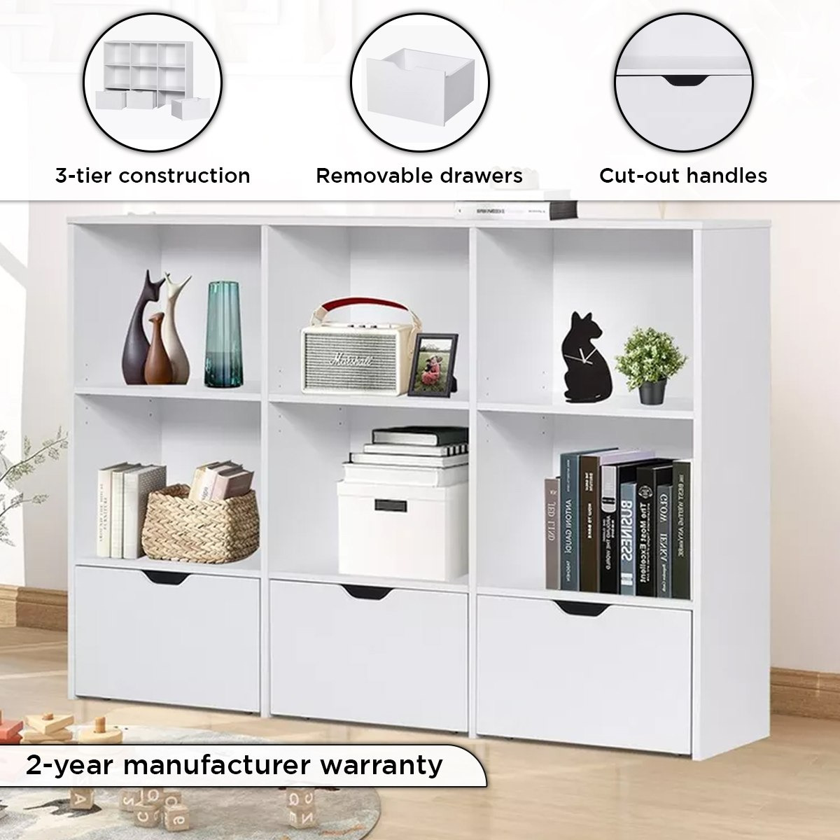 Movo Vanilla Cody Storage Cabinet with 3 Drawers-hbxfurniture-office-bookcases-image-4