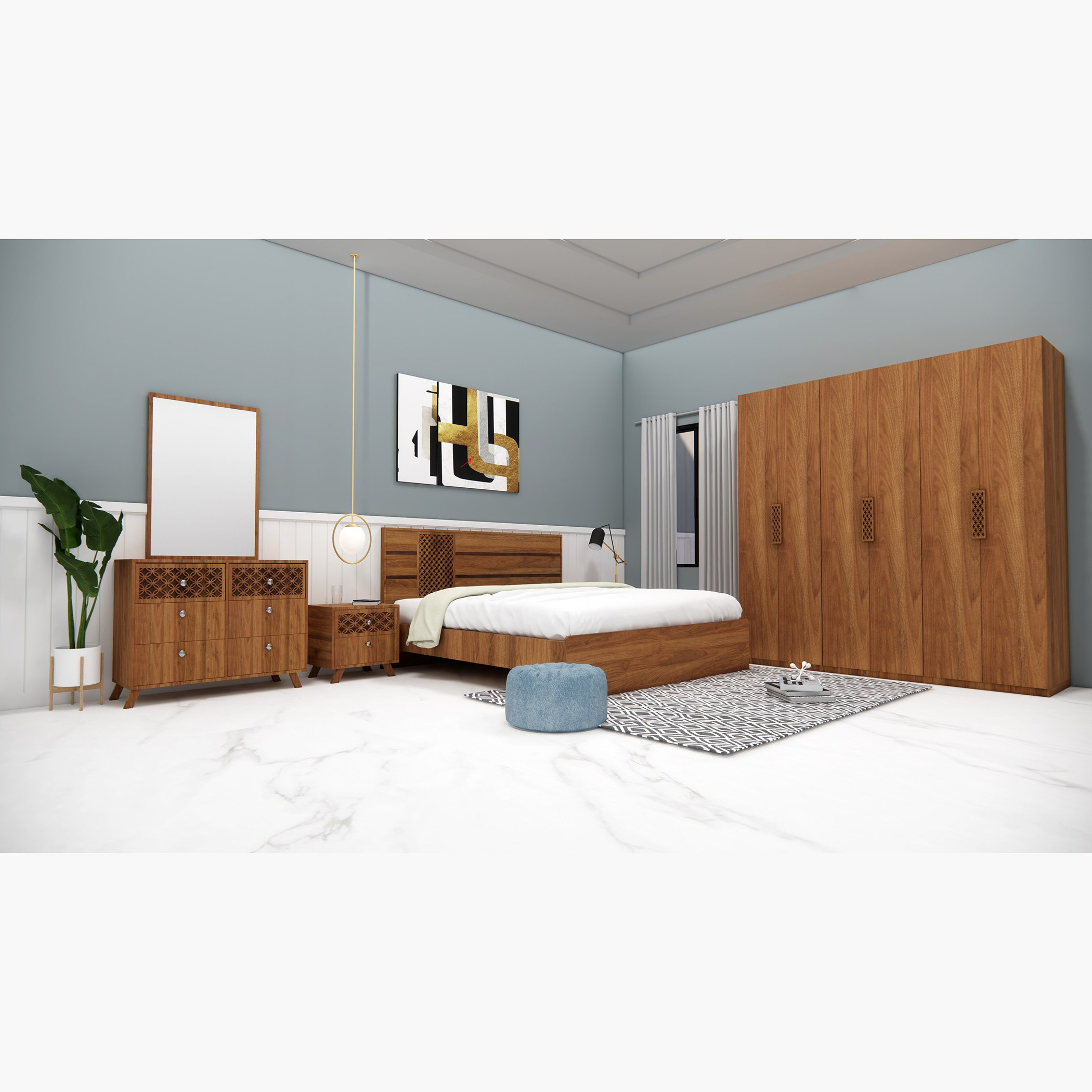 طقم غرفة نوم سوبر كينج 5 قطع من هيرشي - 200x200 سم-hbxbedroom-bedsandbedsets-bedroomsets-superking-image-18