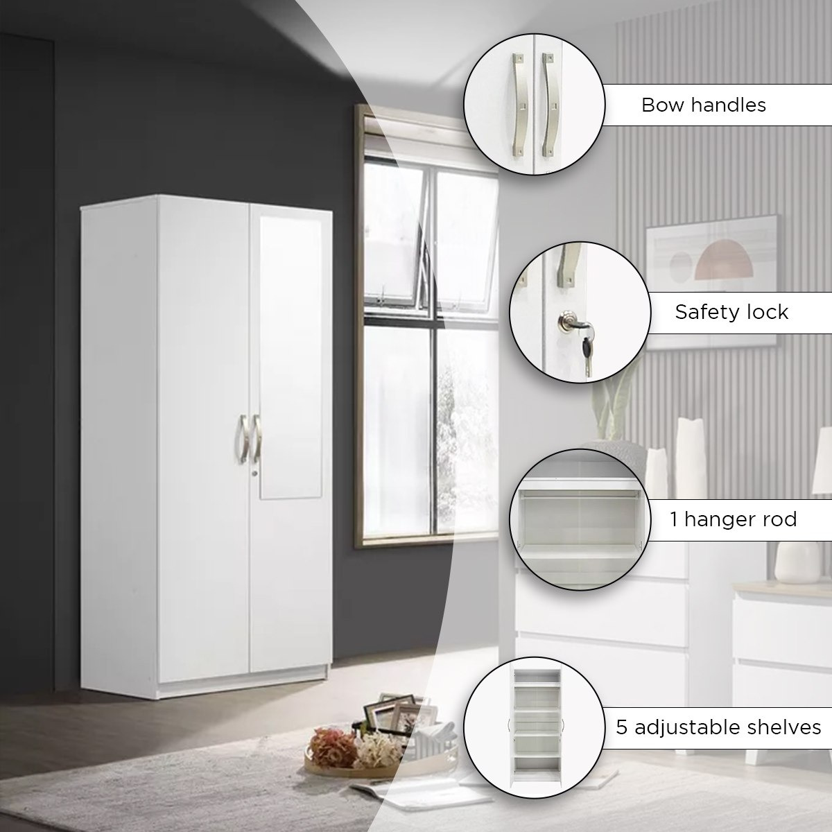 خزانة ملابس بابين بمرآة وقفل من كولتورب بلس-hbxfurniture-wardrobes-image-10
