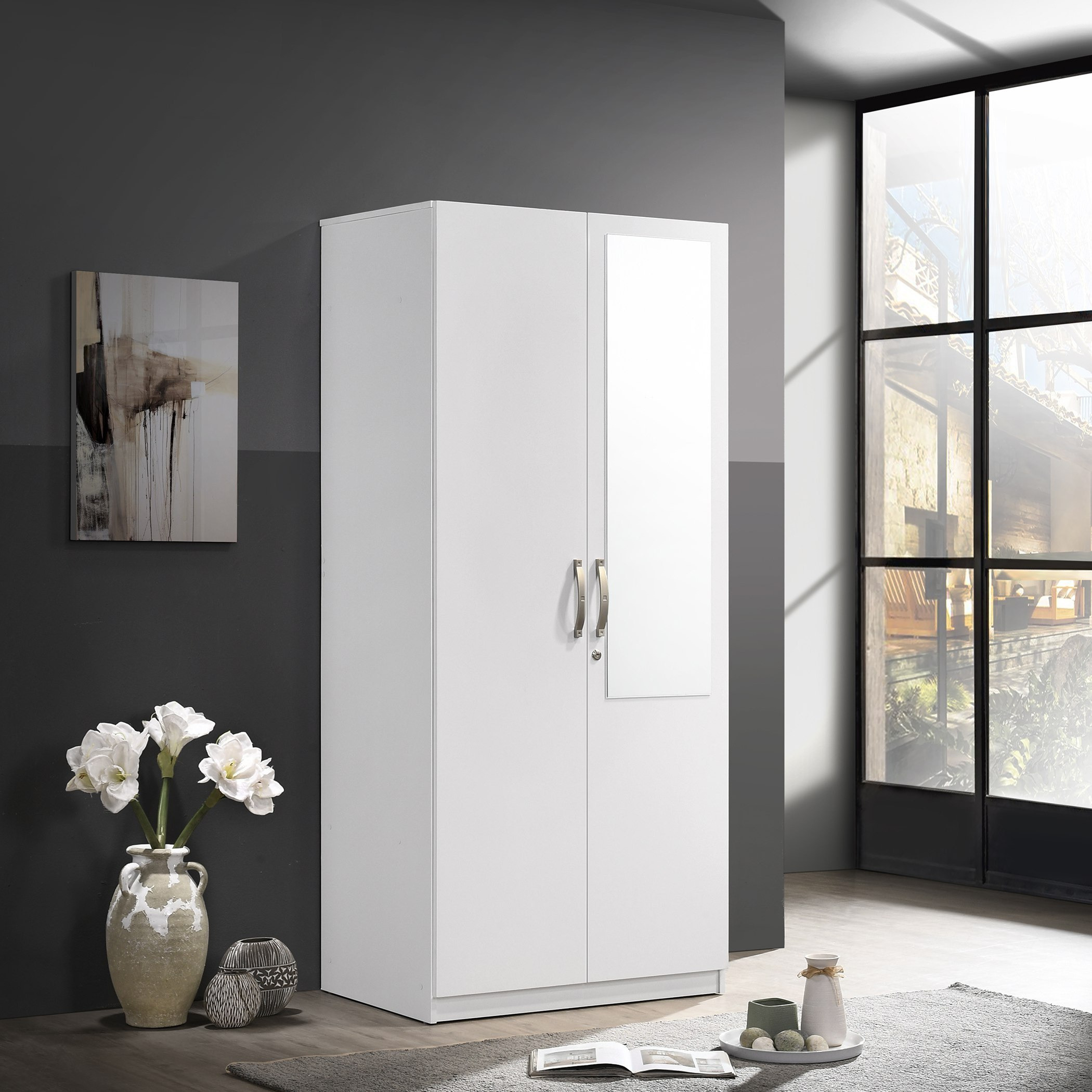 Kulltorp Plus 2-Door Wardrobe with Mirror and Lock-hbxfurniture-wardrobes-image-2