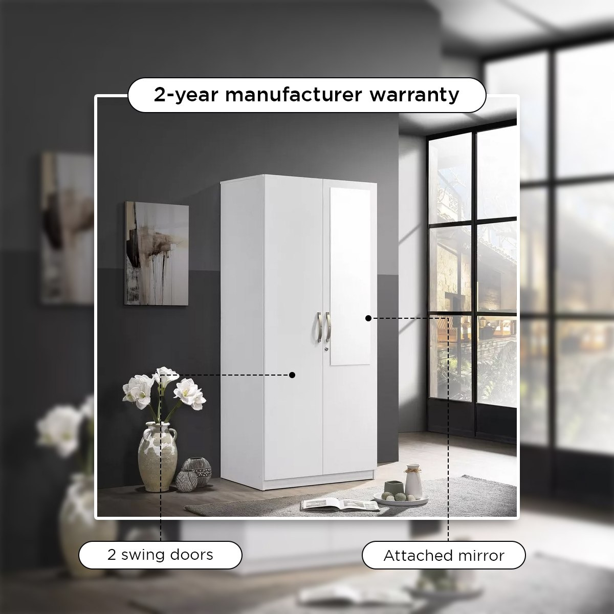 خزانة ملابس بابين بمرآة وقفل من كولتورب بلس-hbxfurniture-wardrobes-image-9