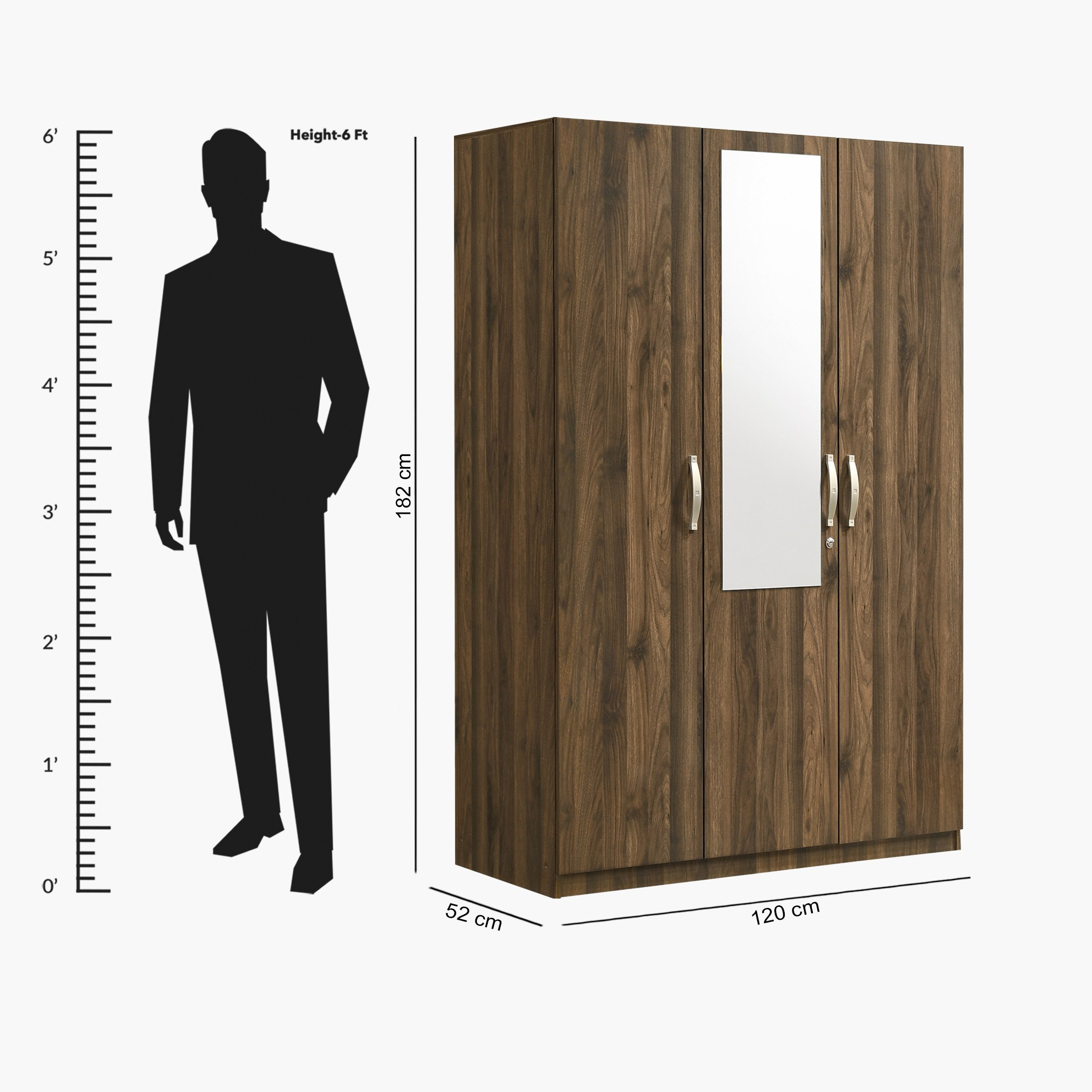 Kulltorp Plus 3-Door Wardrobe with Mirror and Lock-hbxfurniture-wardrobes-image-7