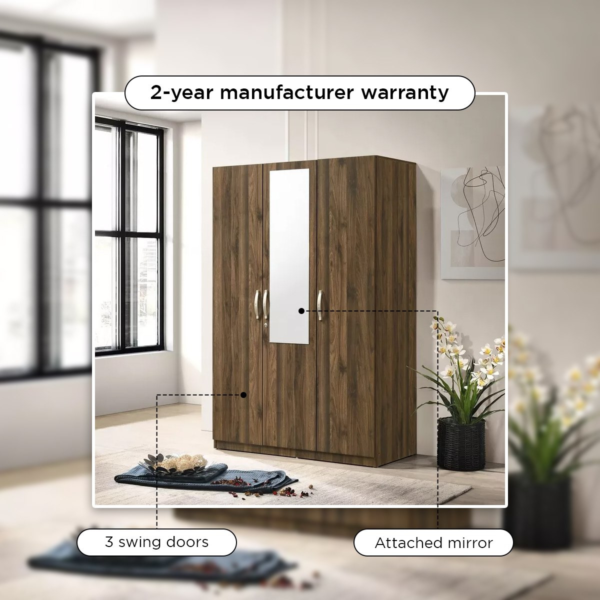 Kulltorp Plus 3-Door Wardrobe with Mirror and Lock-hbxfurniture-wardrobes-image-8