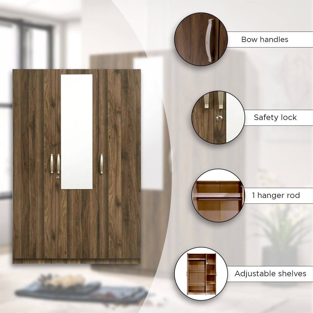 Kulltorp Plus 3-Door Wardrobe with Mirror and Lock-hbxfurniture-wardrobes-image-9