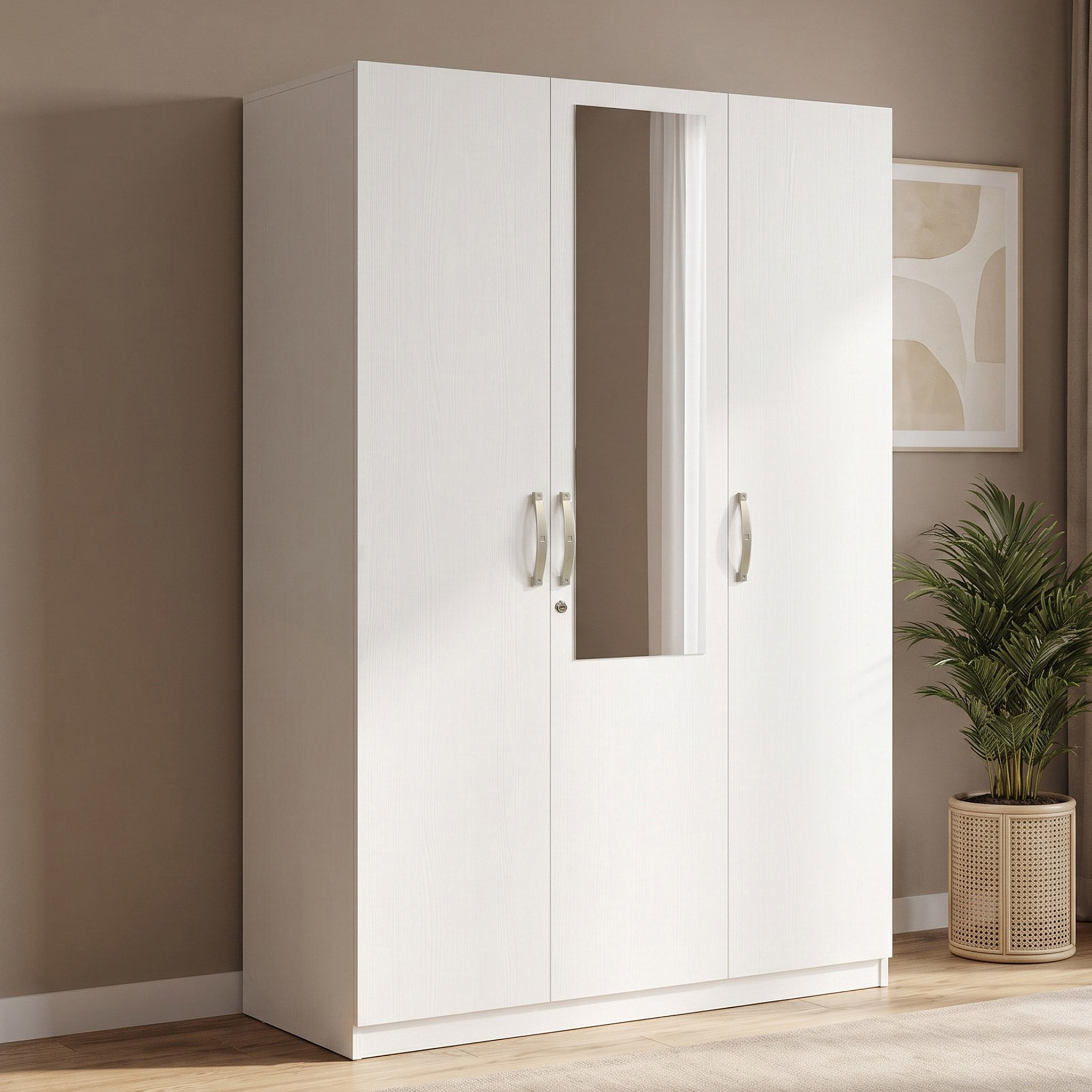 Kulltorp Plus 3-Door Wardrobe with Mirror and Lock-hbxfurniture-wardrobes-image-1