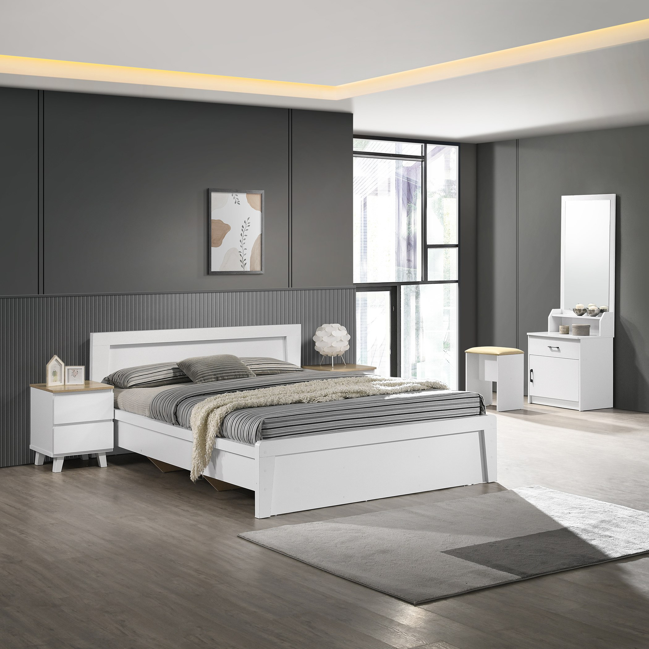 Modern white store bedroom set queen