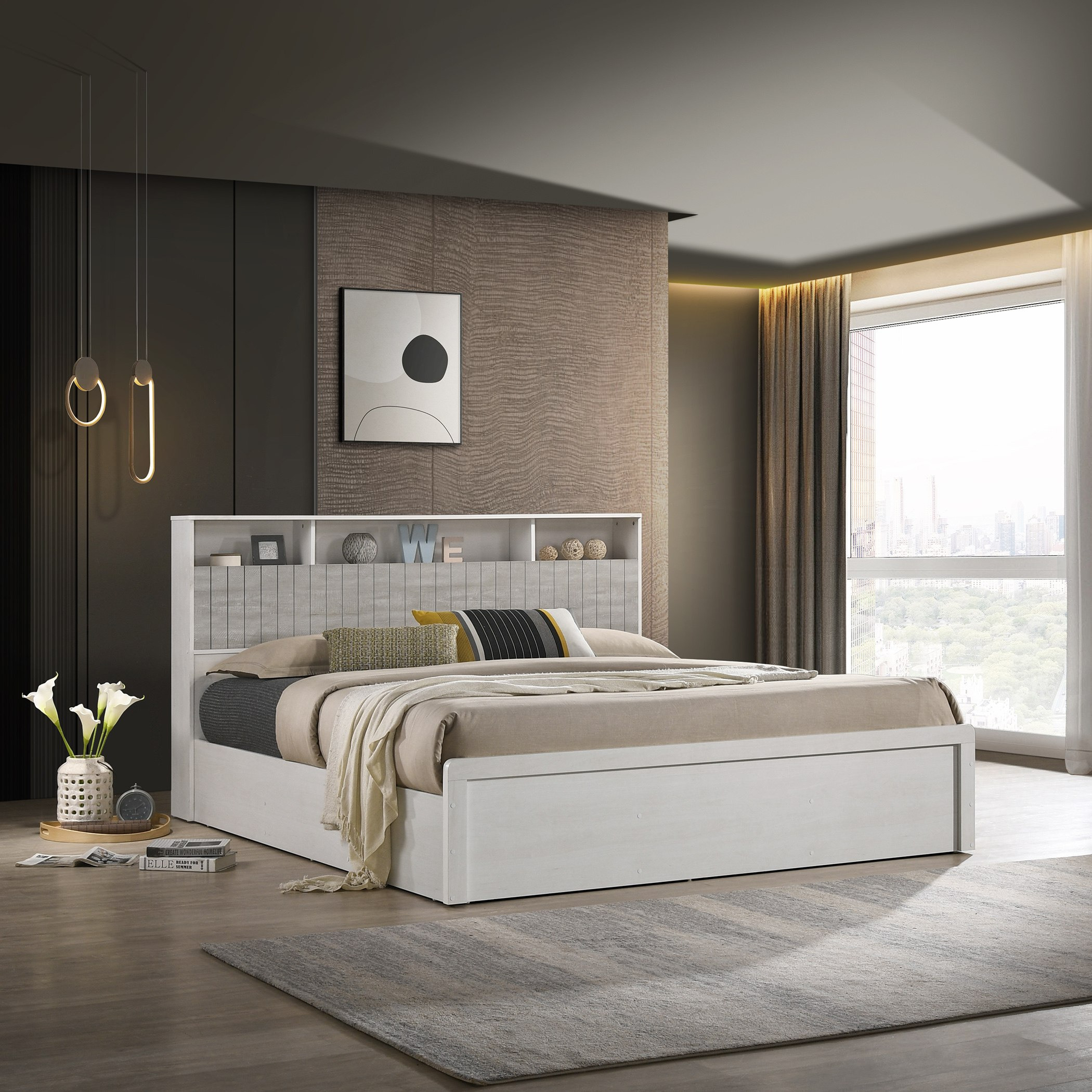 طقم غرفة نوم كينج 6 قطع - ليفربول من موڤو - 180×200 سم-hbxbedroom-bedsandbedsets-bedroomsets-king-image-2