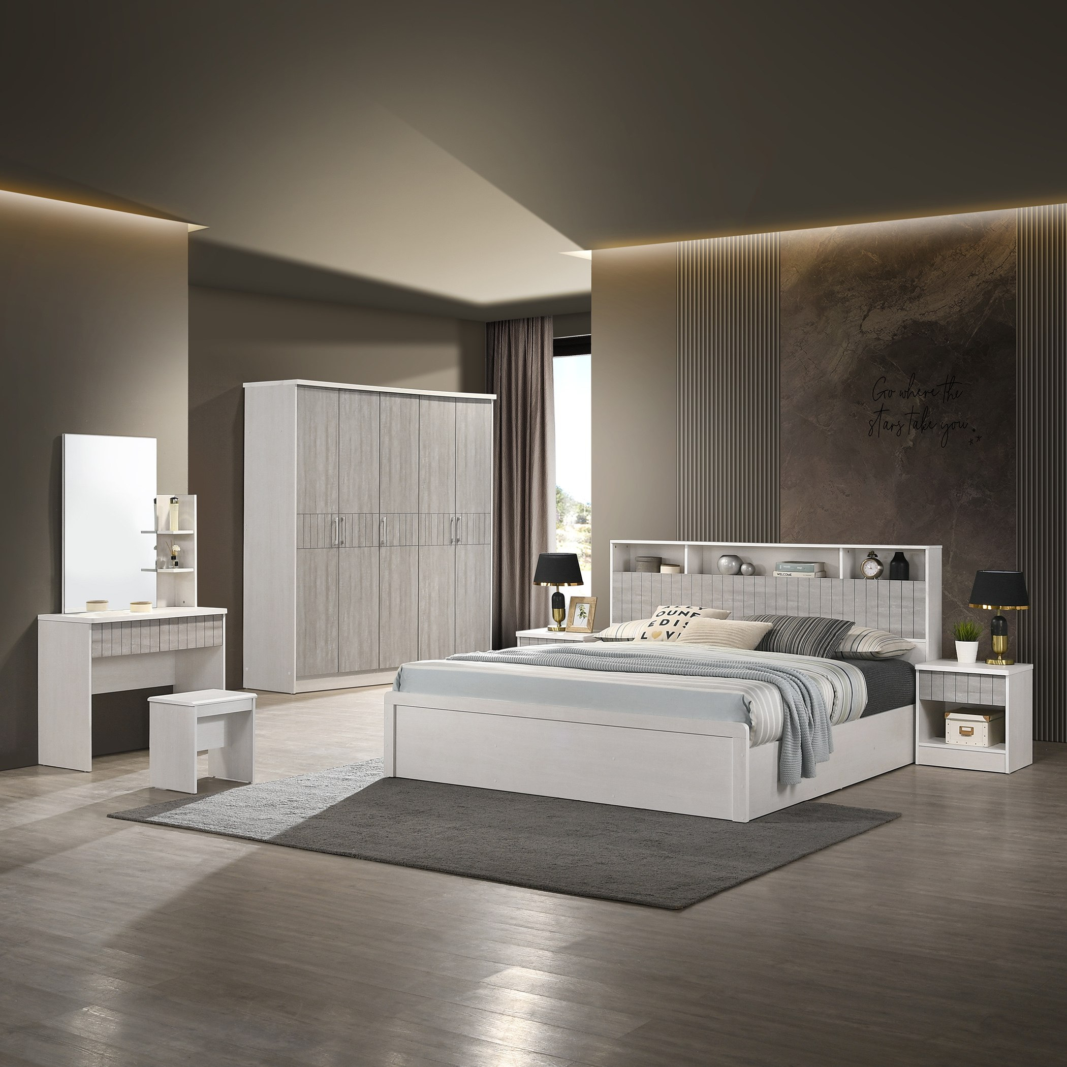 طقم غرفة نوم كينج 6 قطع - ليفربول من موڤو - 180×200 سم-hbxbedroom-bedsandbedsets-bedroomsets-king-image-22