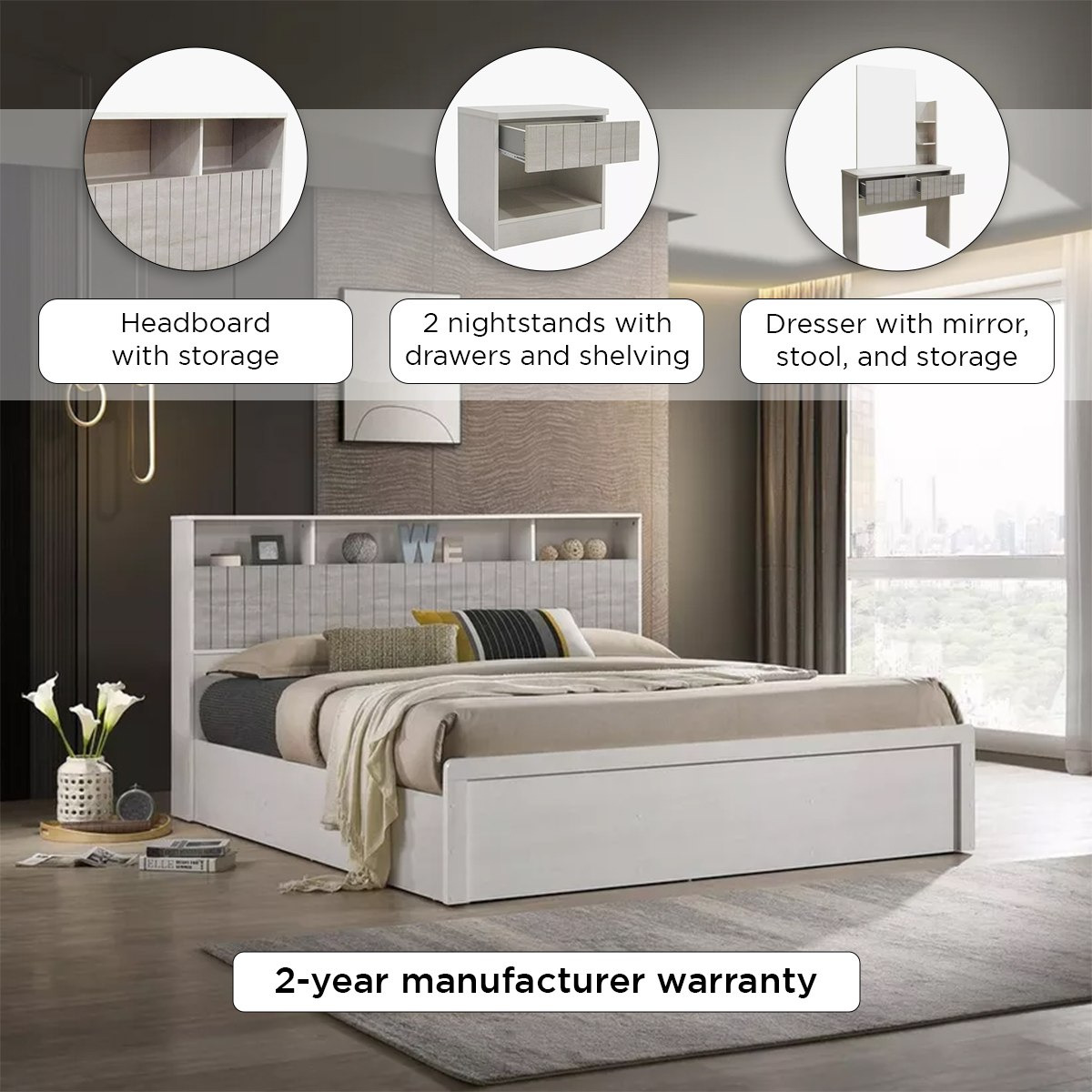 طقم غرفة نوم كينج 6 قطع - ليفربول من موڤو - 180×200 سم-hbxbedroom-bedsandbedsets-bedroomsets-king-image-27