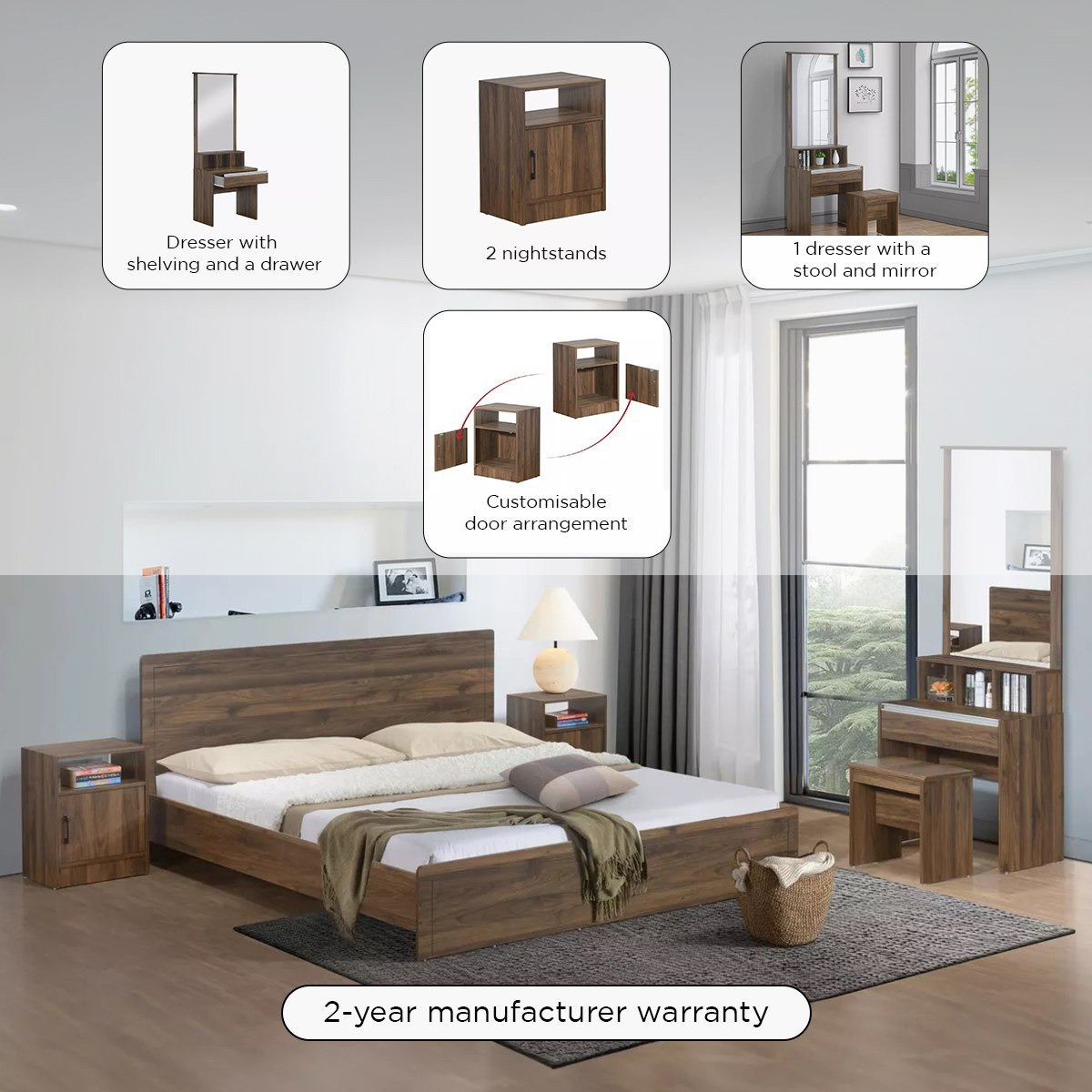 Movo Oasis 6-Piece King Bedroom Set - 180x200 cm-hbxbedroom-bedsandbedsets-bedroomsets-king-image-5