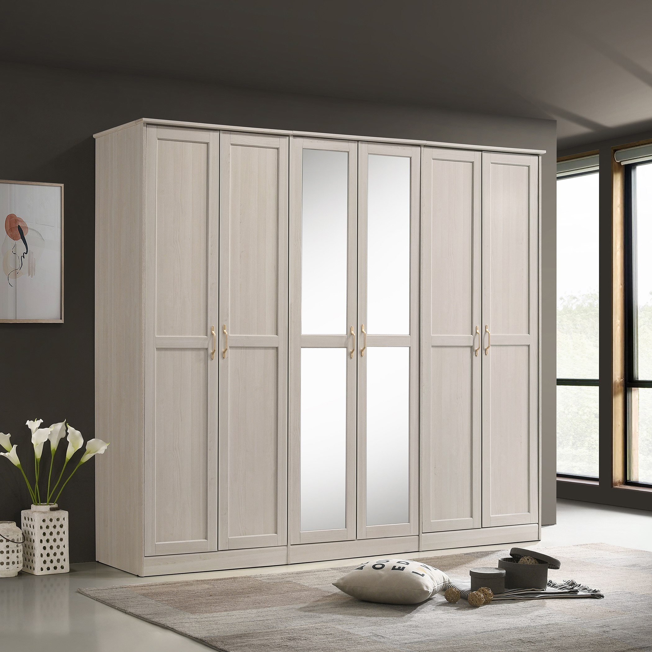 خزانة ملابس 6 أبواب بمرآتين من سونبيرج-hbxfurniture-wardrobes-image-1
