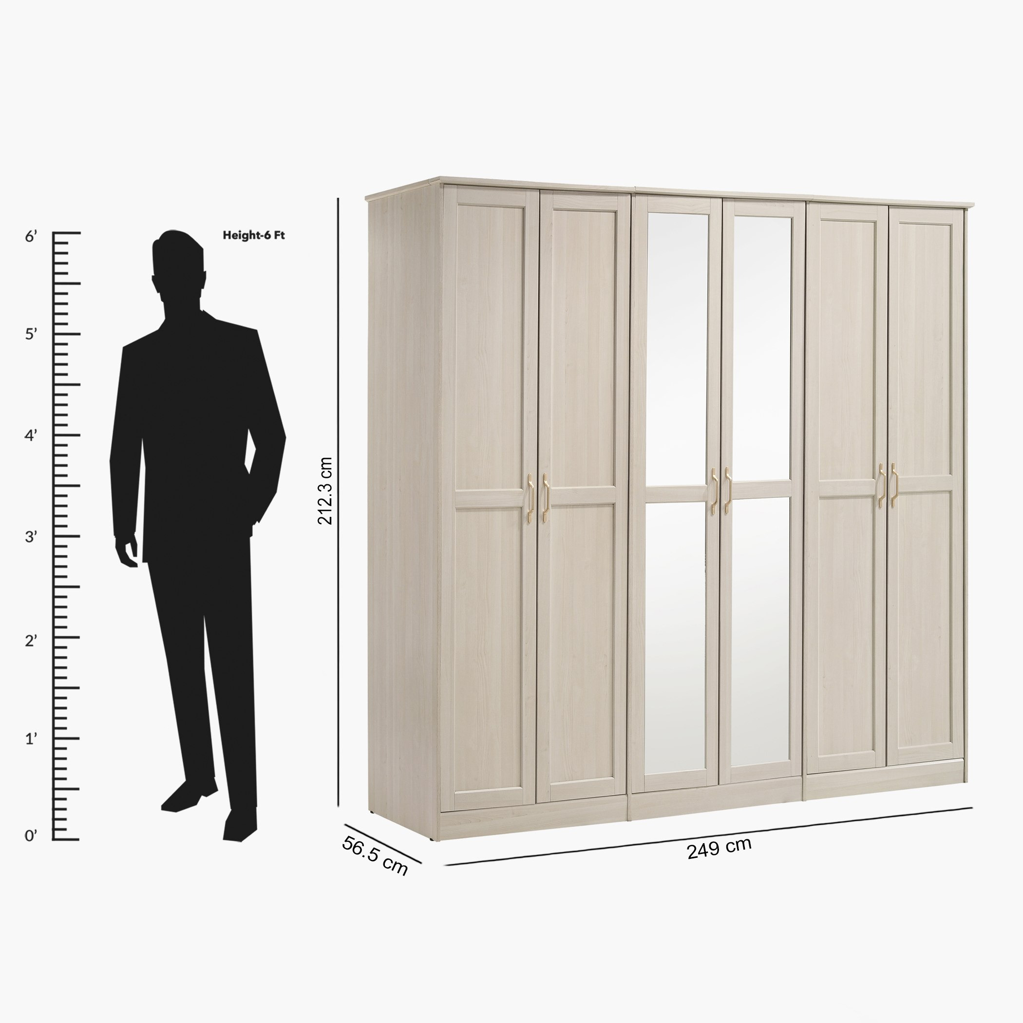 خزانة ملابس 6 أبواب بمرآتين من سونبيرج-hbxfurniture-wardrobes-image-6