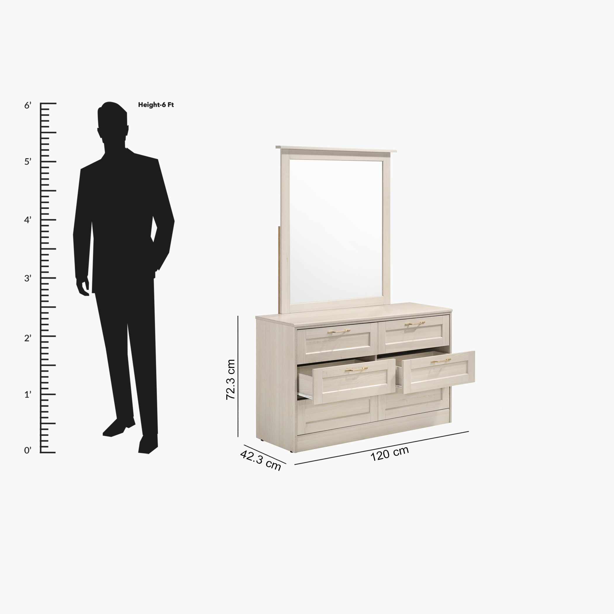 طاولة تزيين ماستر 6 أدراج دون مرآة من سونبيرج-hbxfurniture-bedroom-dressersandmirrors-image-5