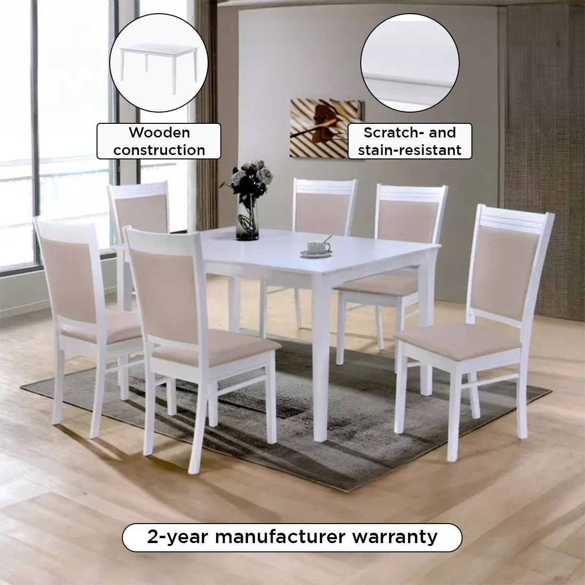 طقم سفرة 6 مقاعد من كيرفي-hbxfurniture-diningtablesandsets-diningsets-sixseater-image-4