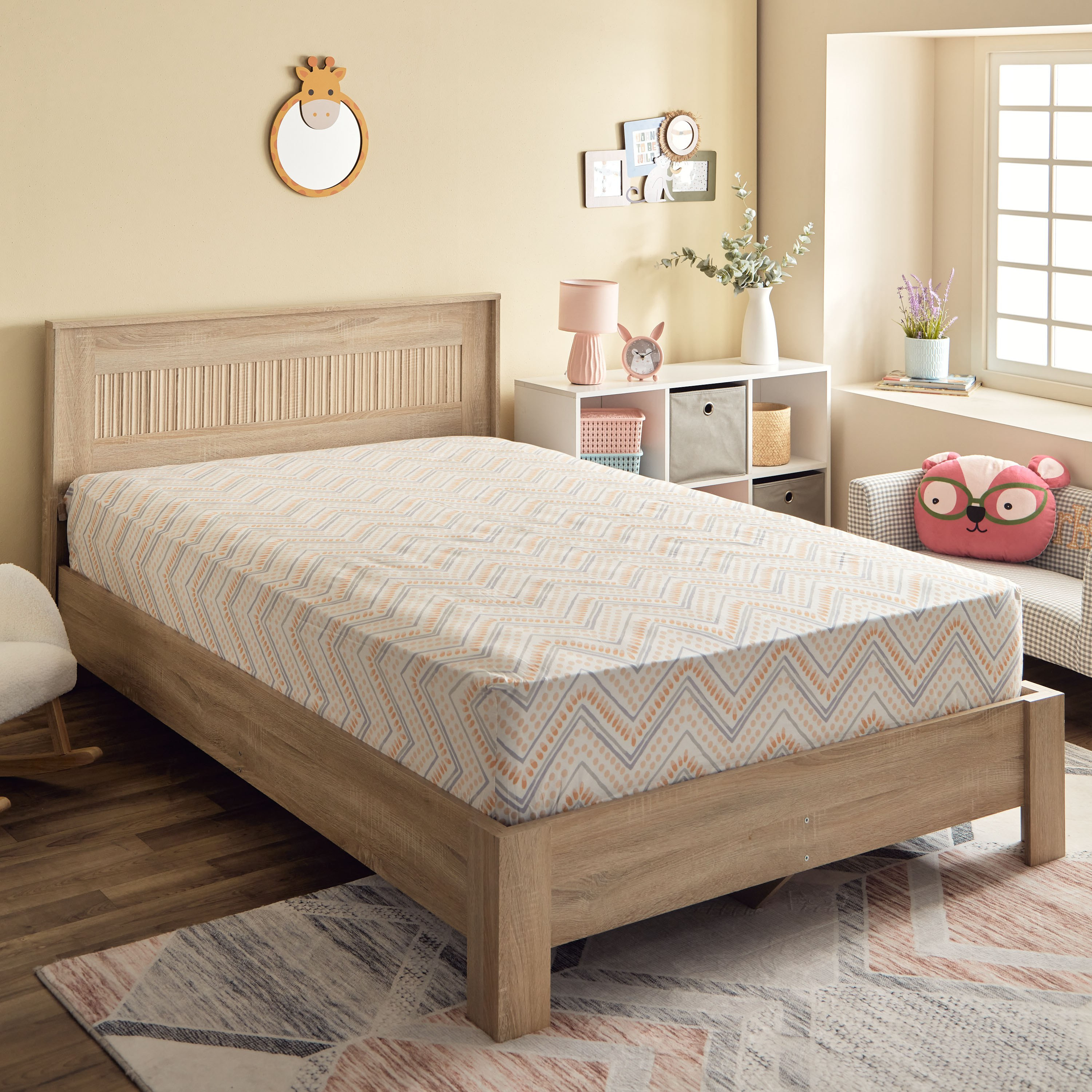 Ron Flora Kapas 144 TC Twin Cotton Bedsheet - 120x200+25 cm-hbxhomeware-hbxkidsandyouth-image-1