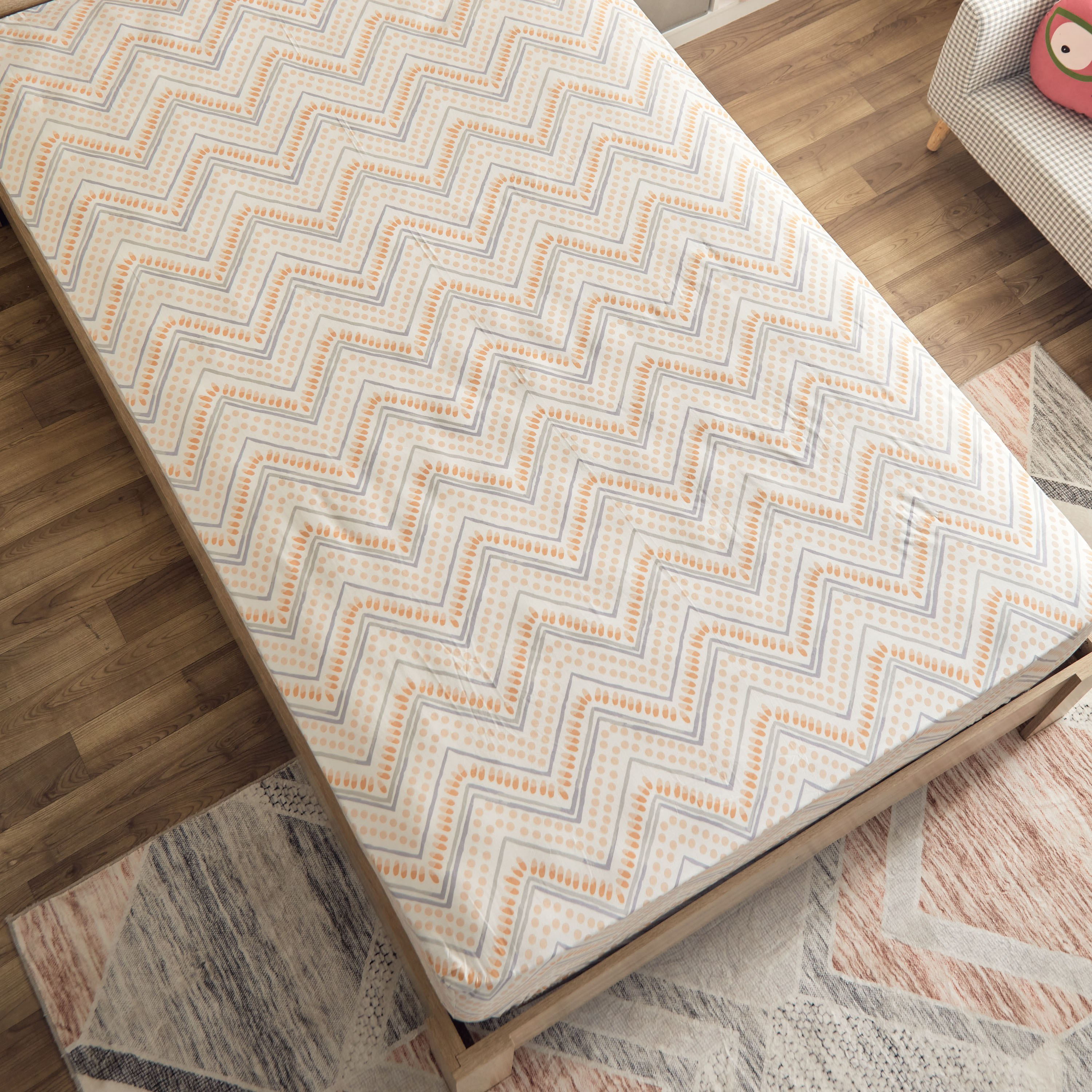Ron Flora Kapas 144 TC Twin Cotton Bedsheet - 120x200+25 cm-hbxhomeware-hbxkidsandyouth-image-3