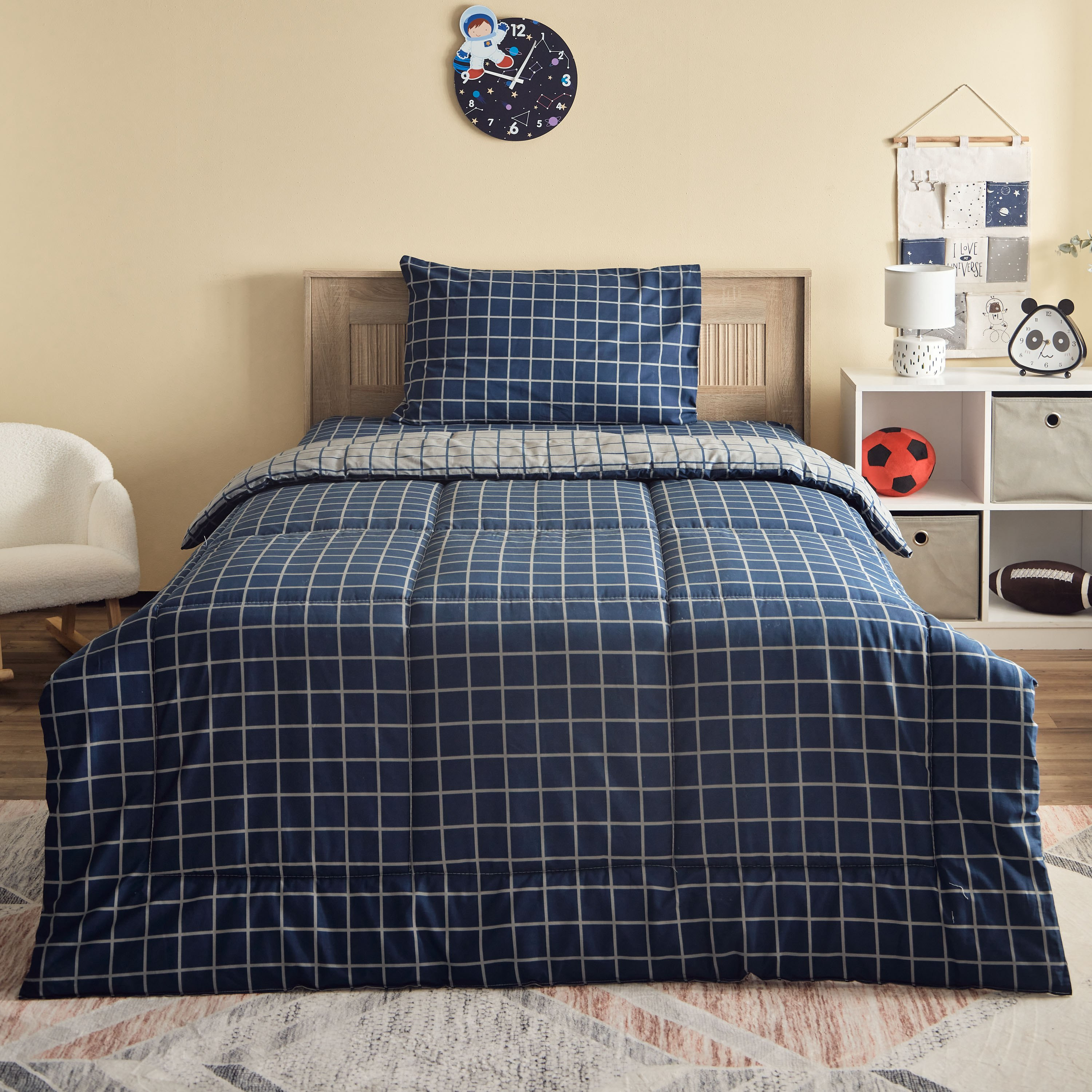 Harry Check Kapas 2-Piece Twin Cotton Comforter Set - 160x220 cm-hbxhomeware-hbxkidsandyouth-image-2